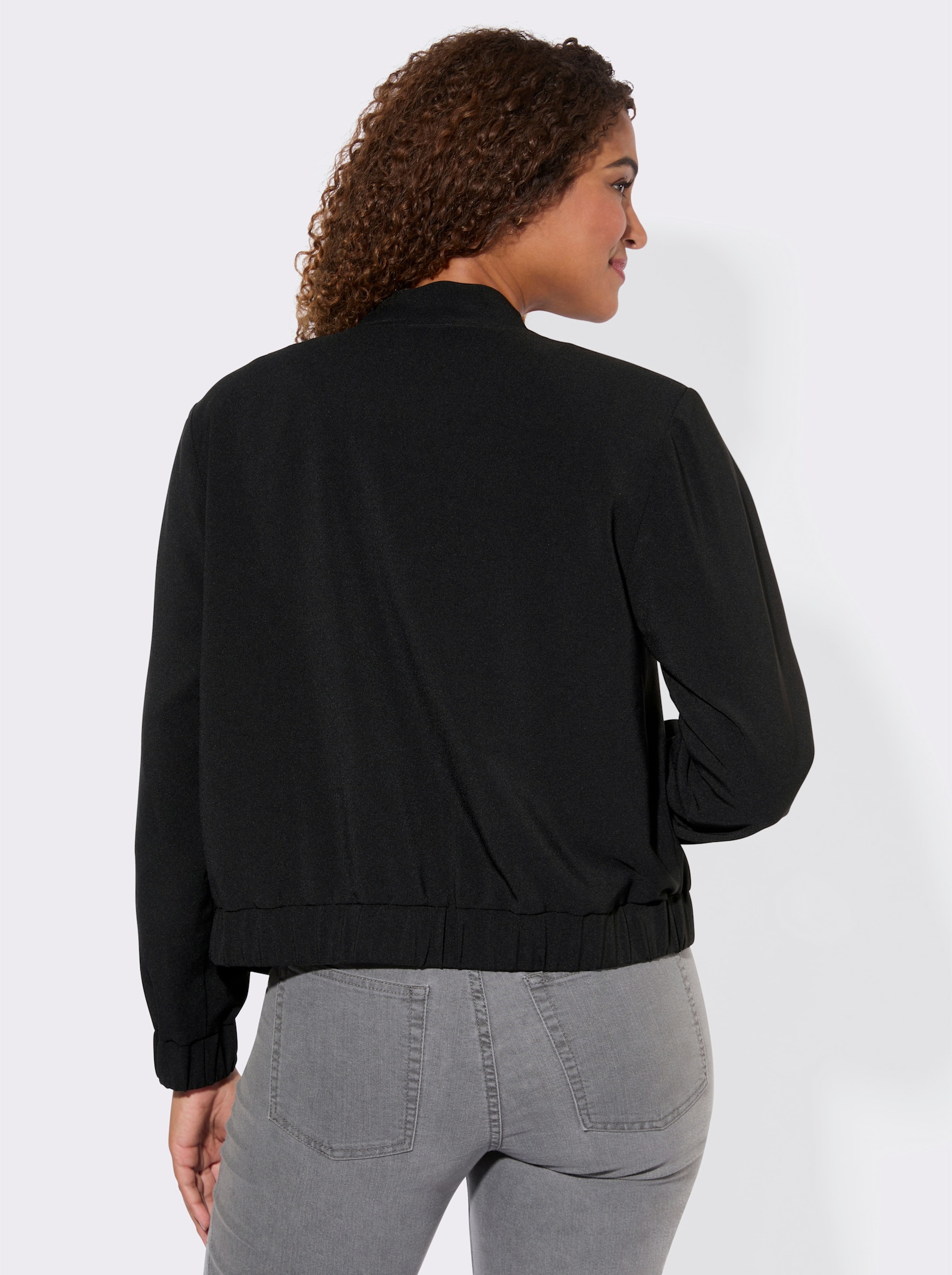Blouson mit gerippten Bündchen - schwarz