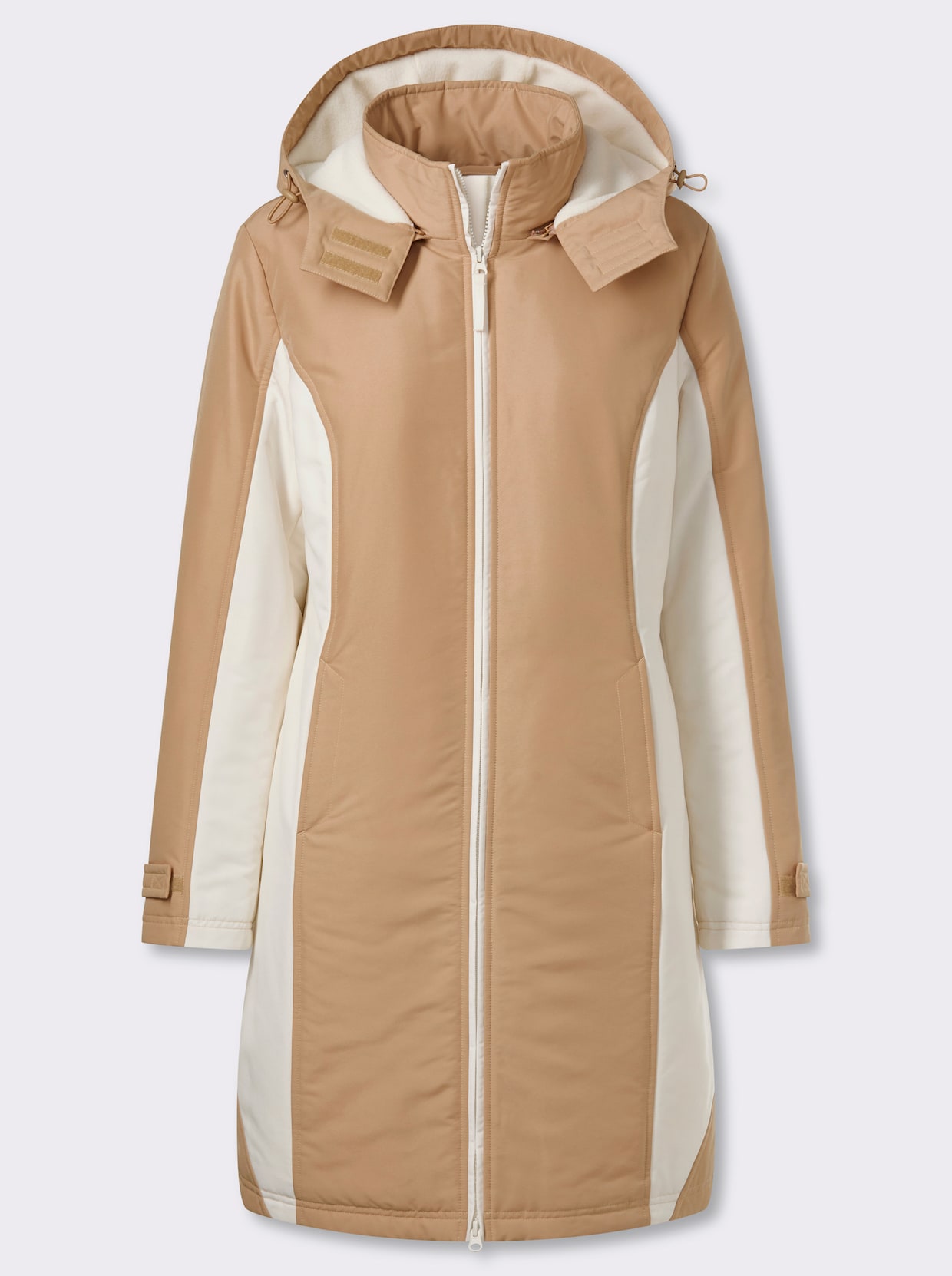Funktionsmantel mit abnehmbarer Kapuze - camel-champagner