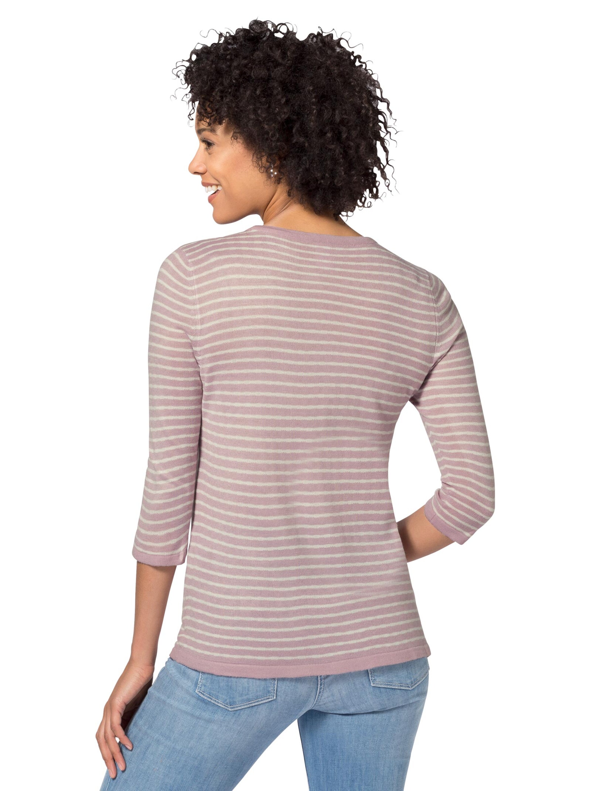 Pullover - mauve-weiß-gestreift