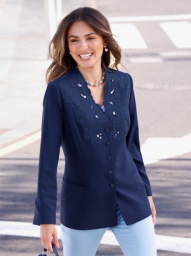 Longblazer mit Stickerei - marine