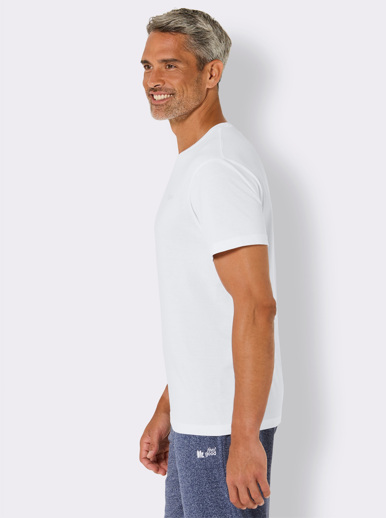 TOM TAILOR Rundhalsshirt mit Logo-Print - schwarz + weiß + anthrazit-meliert