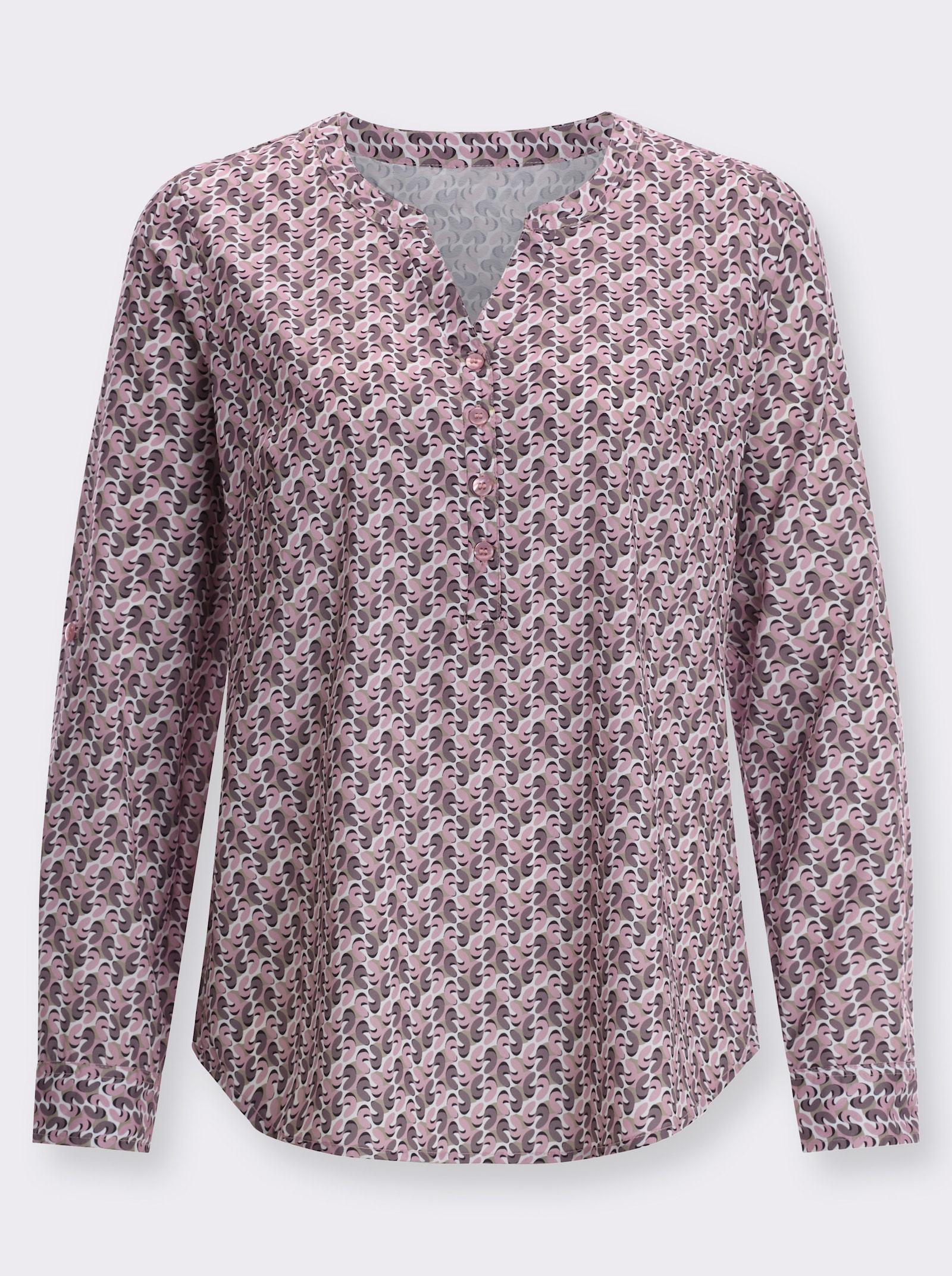 Bekväm blus m minimönster - malva-mörk mullvad-tryck