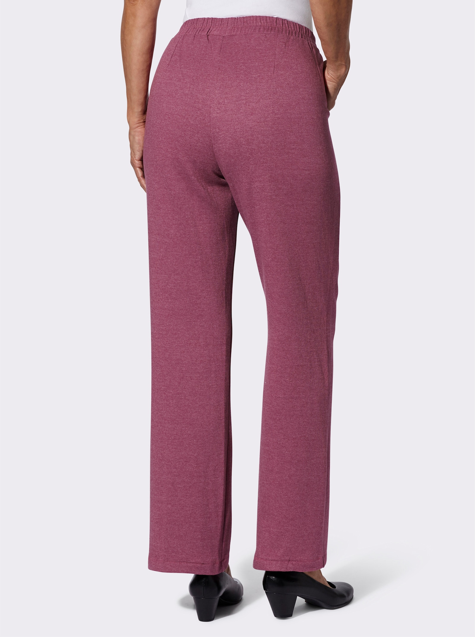 Tepláky s elastickým pasem vzadu - slézová-melír