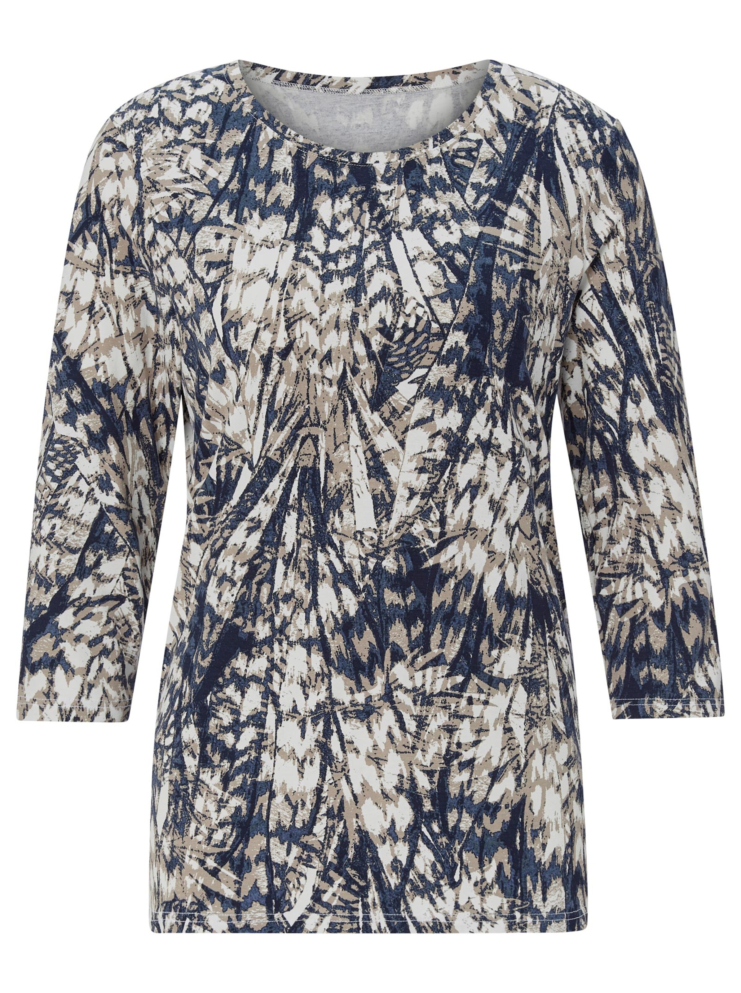 Shirt - marine-beige-gemustert