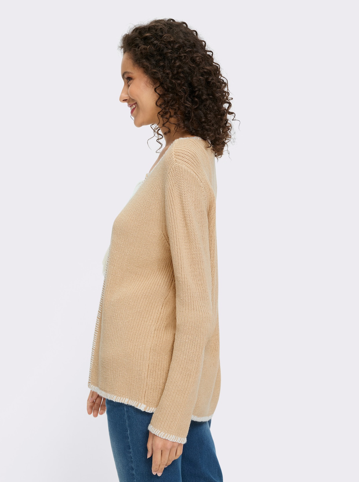 heine Strickjacke - sand-weiß