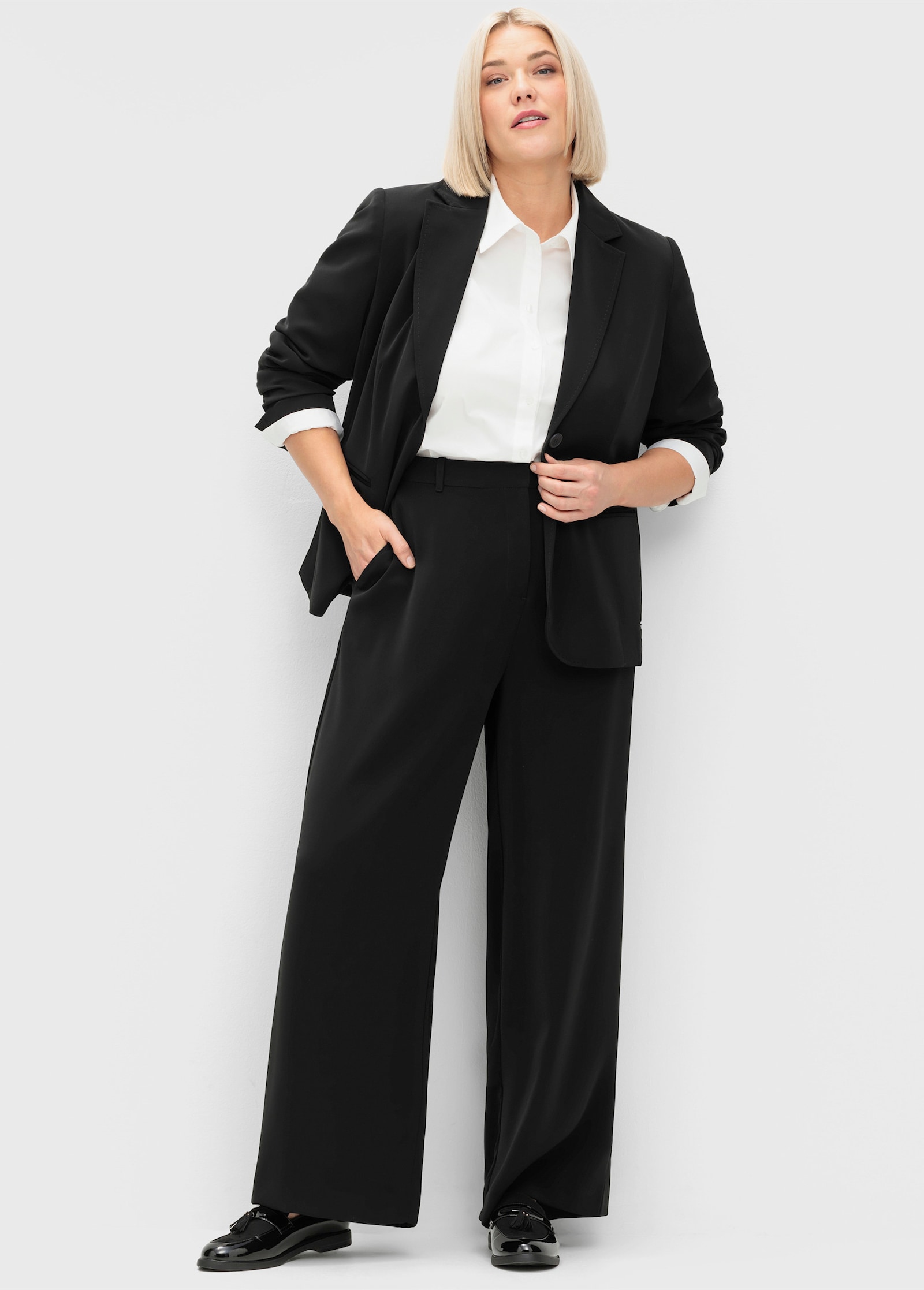 sheego Broek met wijde pijpen - zwart