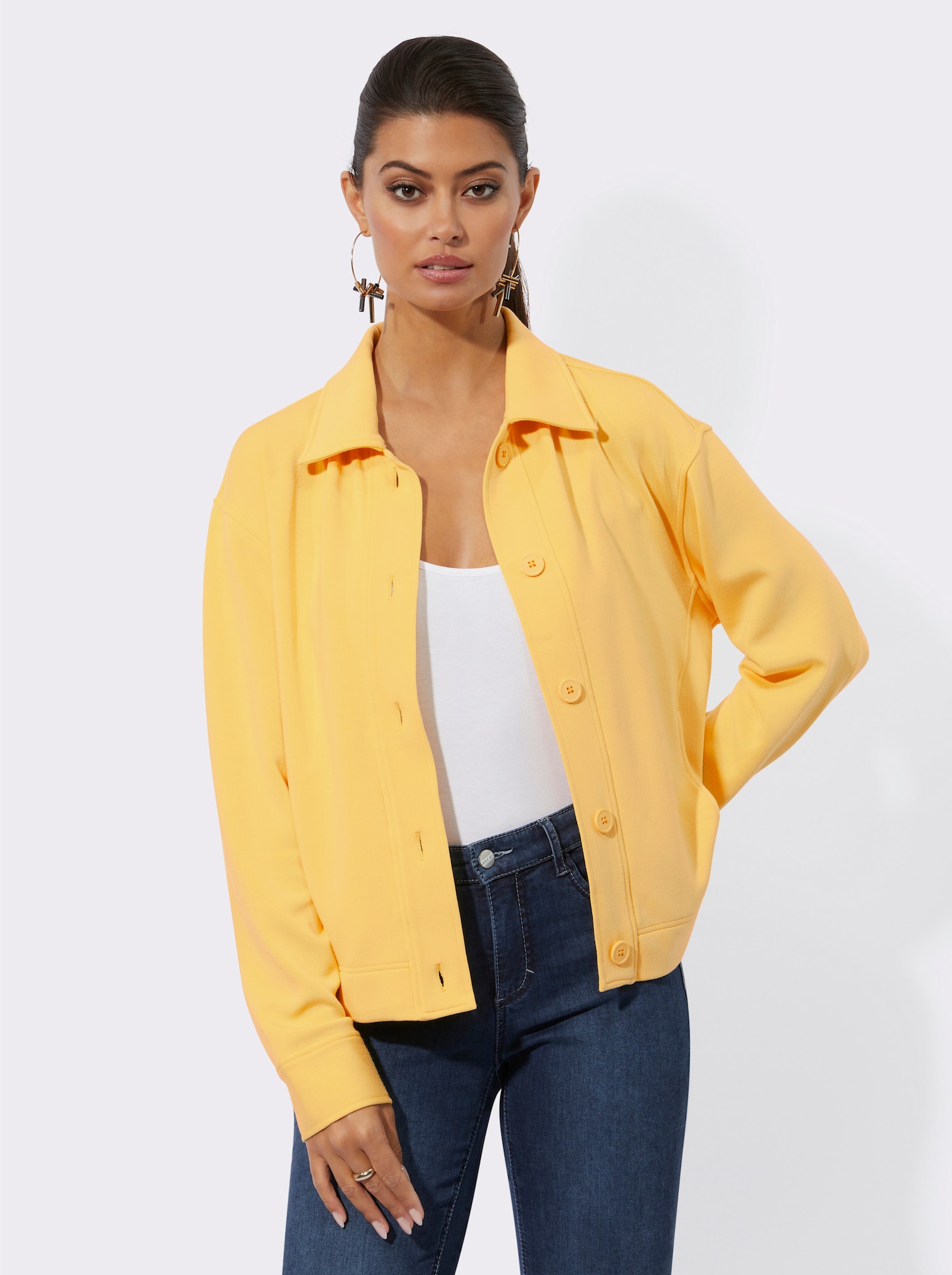 Sweatjacke mit hochwertigem Modal - gelb