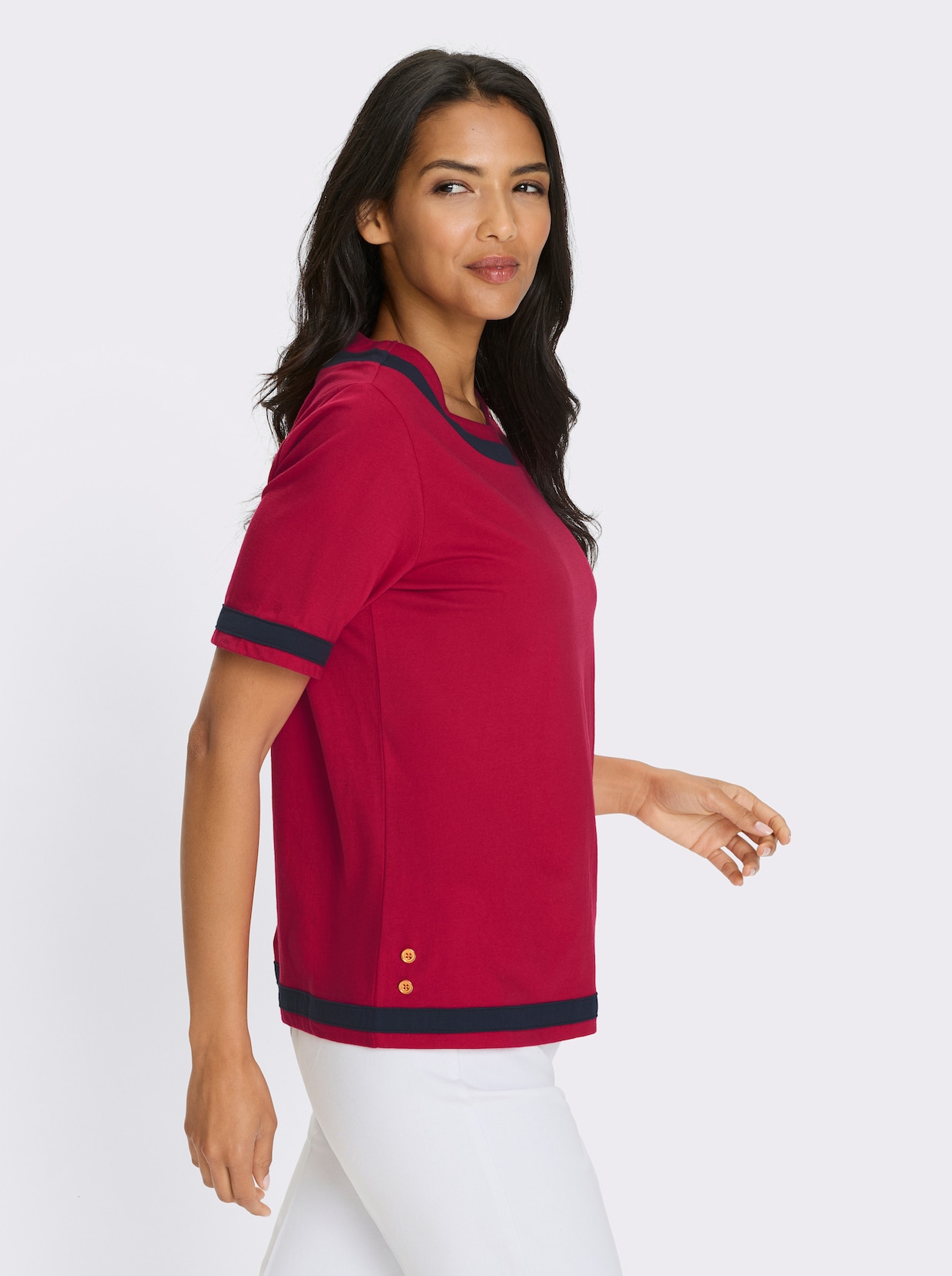 Kurzarmshirt - rot-marine