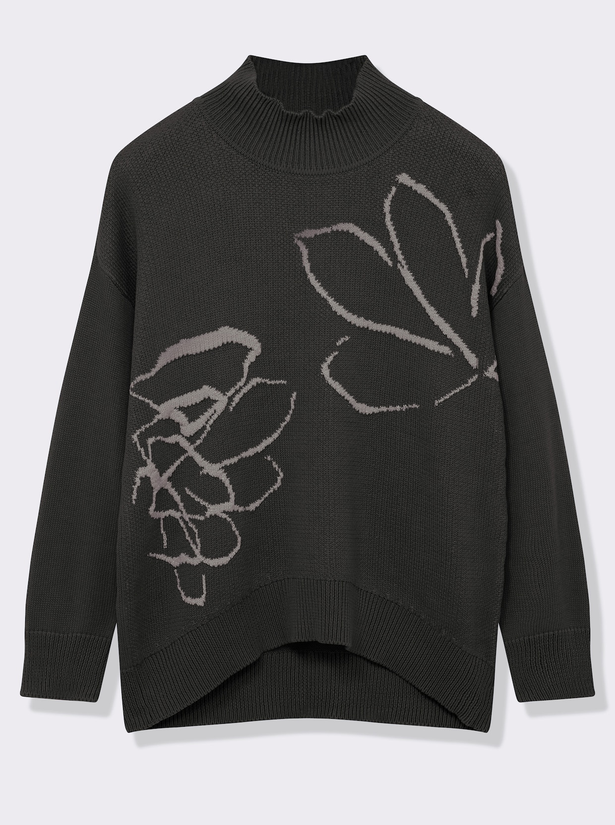 sheego Pullover - graphit-grau-gemustert