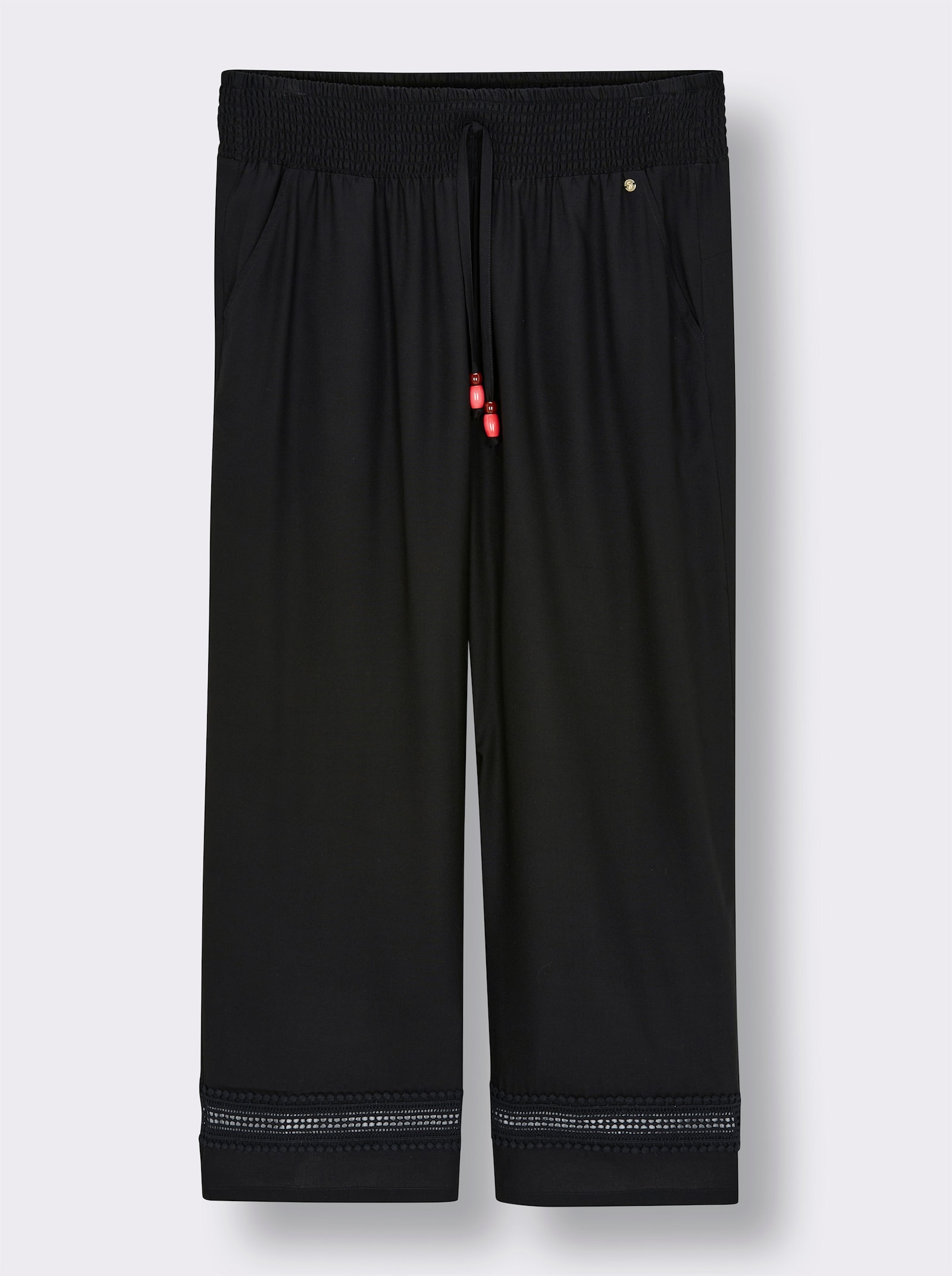 sheego Schlupfhose mit Spitze am Saum - schwarz