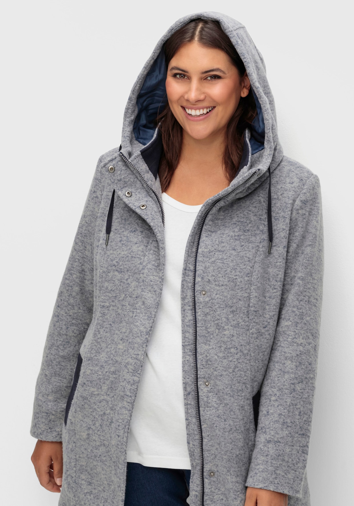 Longjacke - rauchblau-meliert