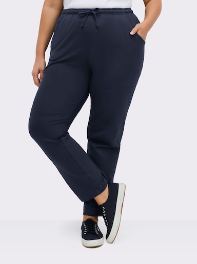 Jerseyhose mit Tunnelzug und Bindeband - marine