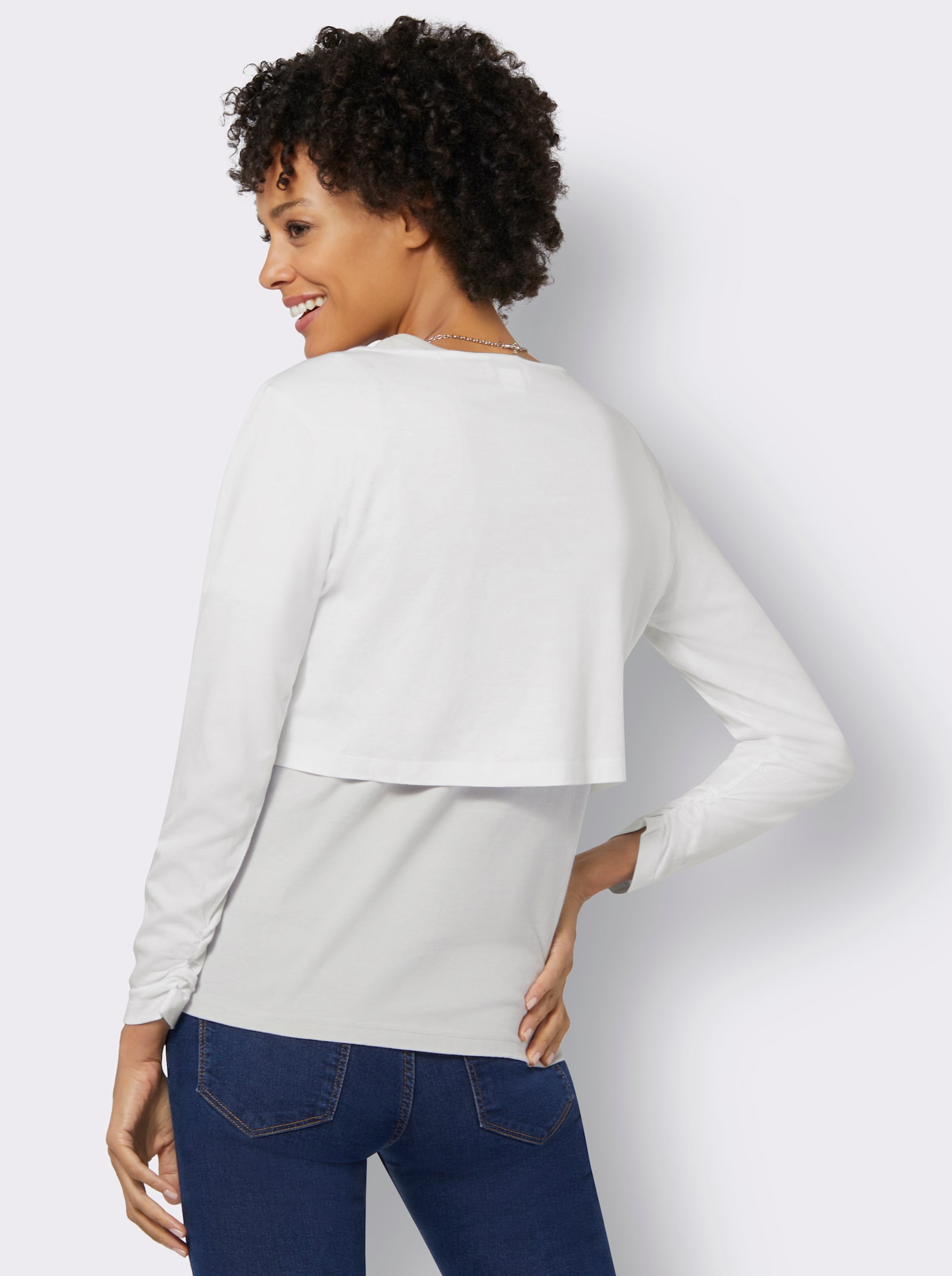 Úpletový kabátik, riasenie - biela