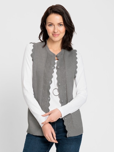 Strickweste - steingrau-meliert