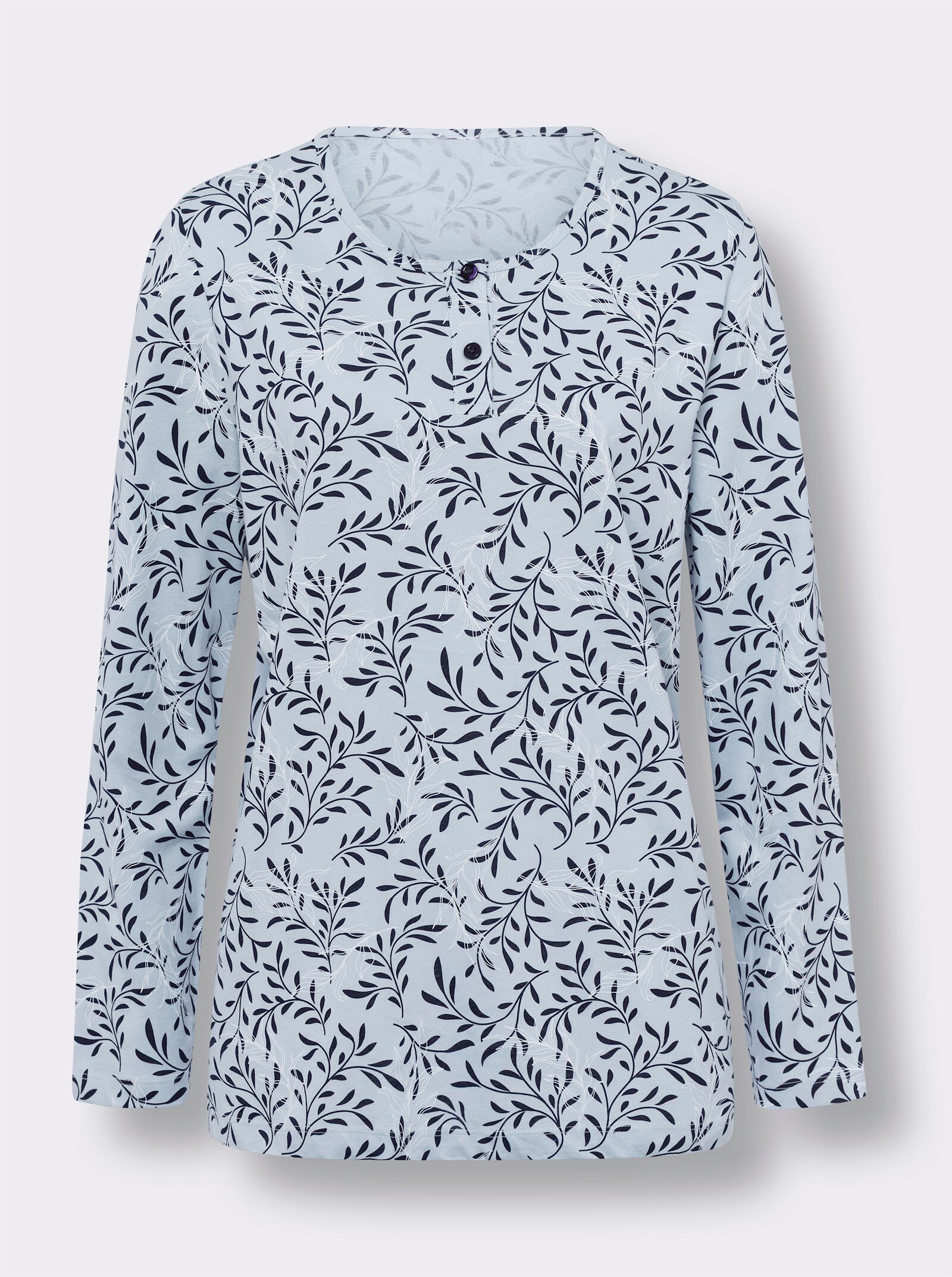 Pyjama met korte knoopsluiting - lichtblauw/marine