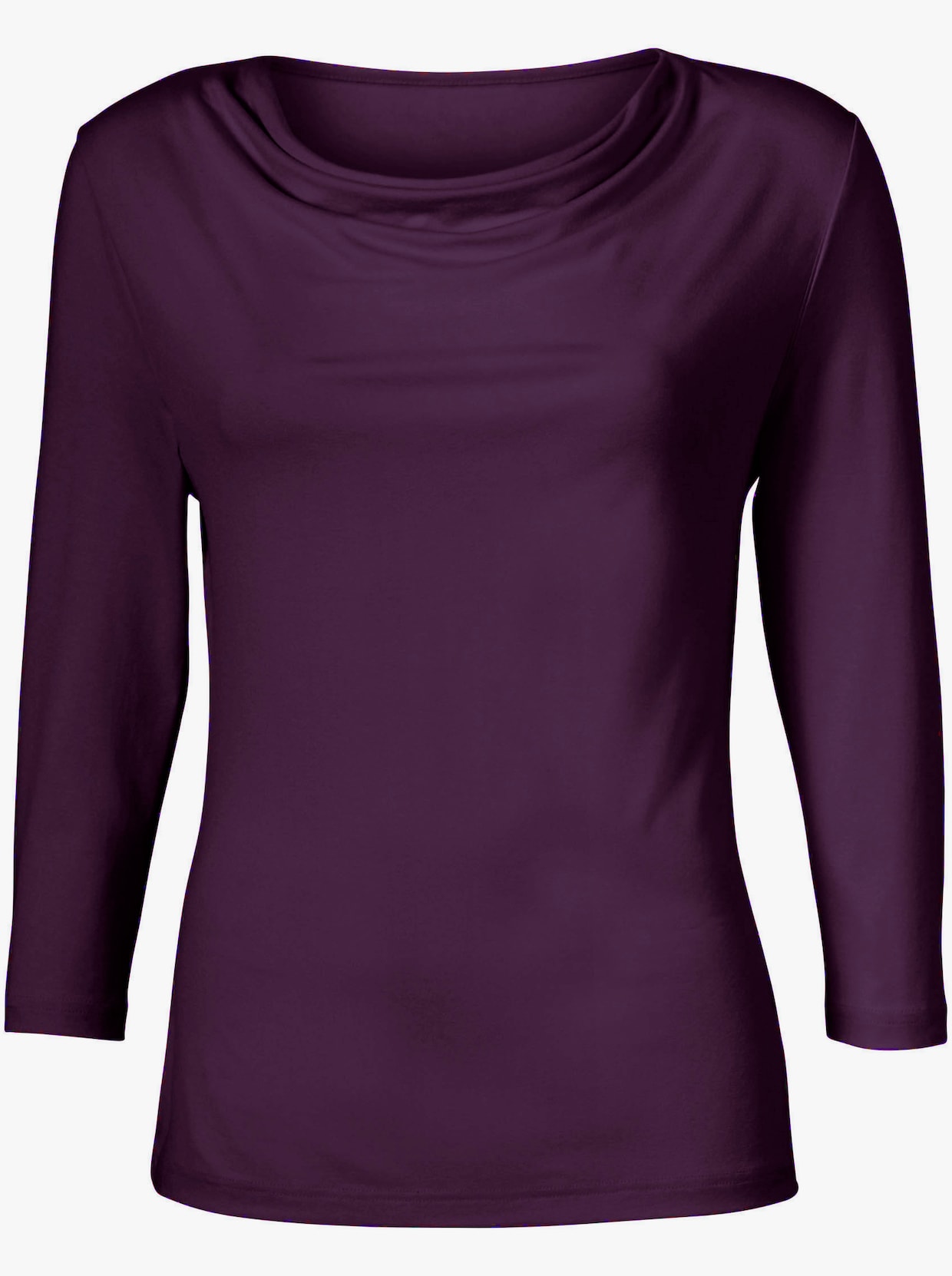 Shirt met cascadehals - aubergine