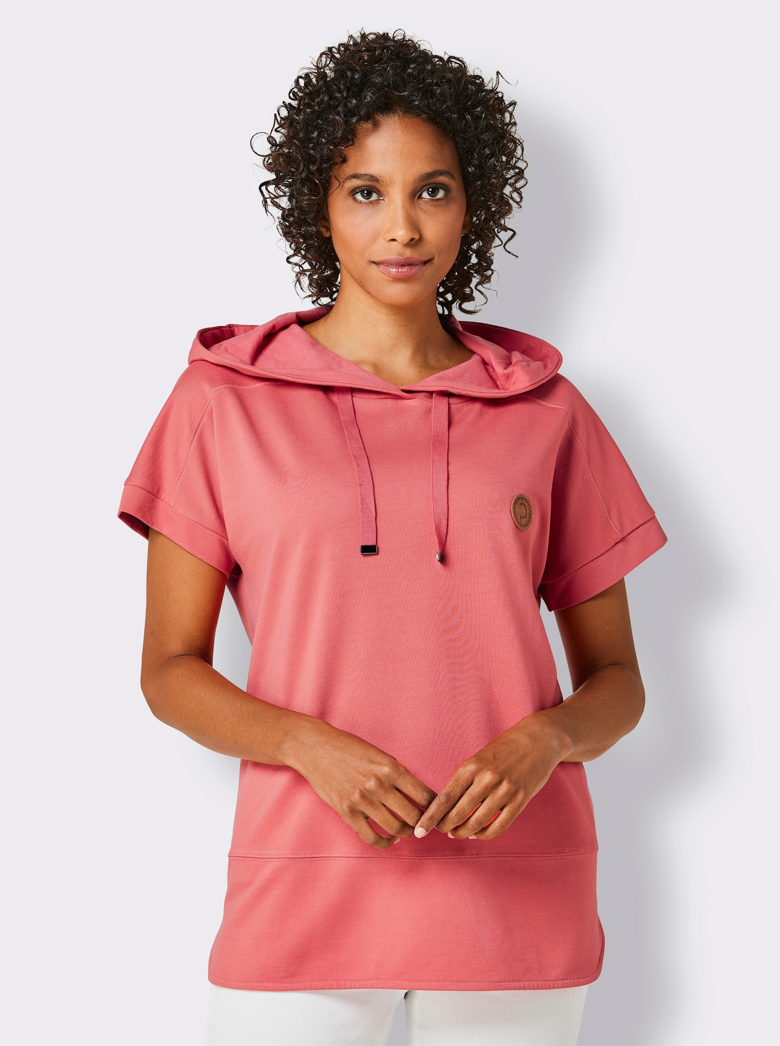 CREATION L PREMIUM Sweatshirt mit überlappender Schulter - grapefruit