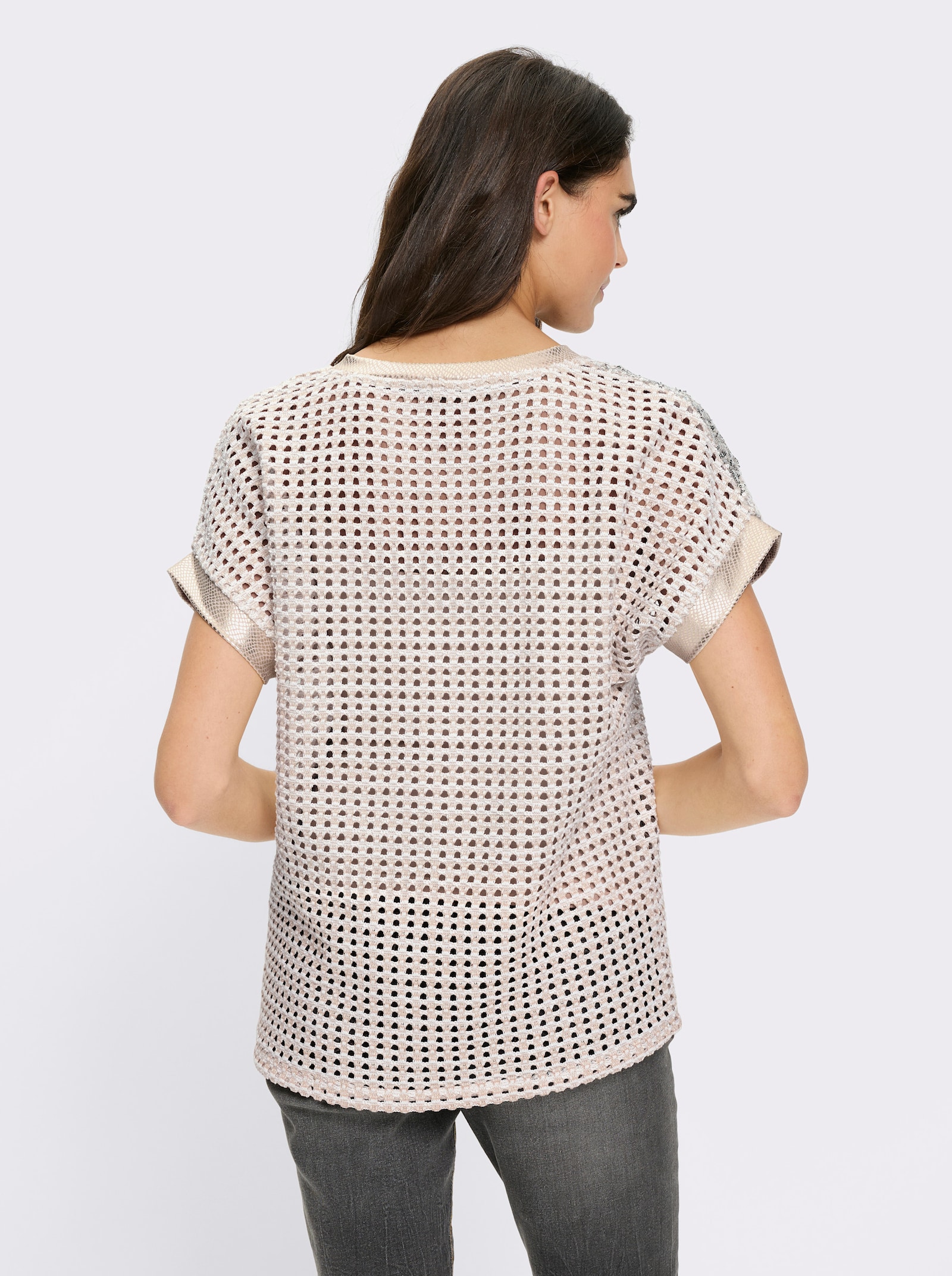 heine Ajourpullover mit Stern-Applikation - sand