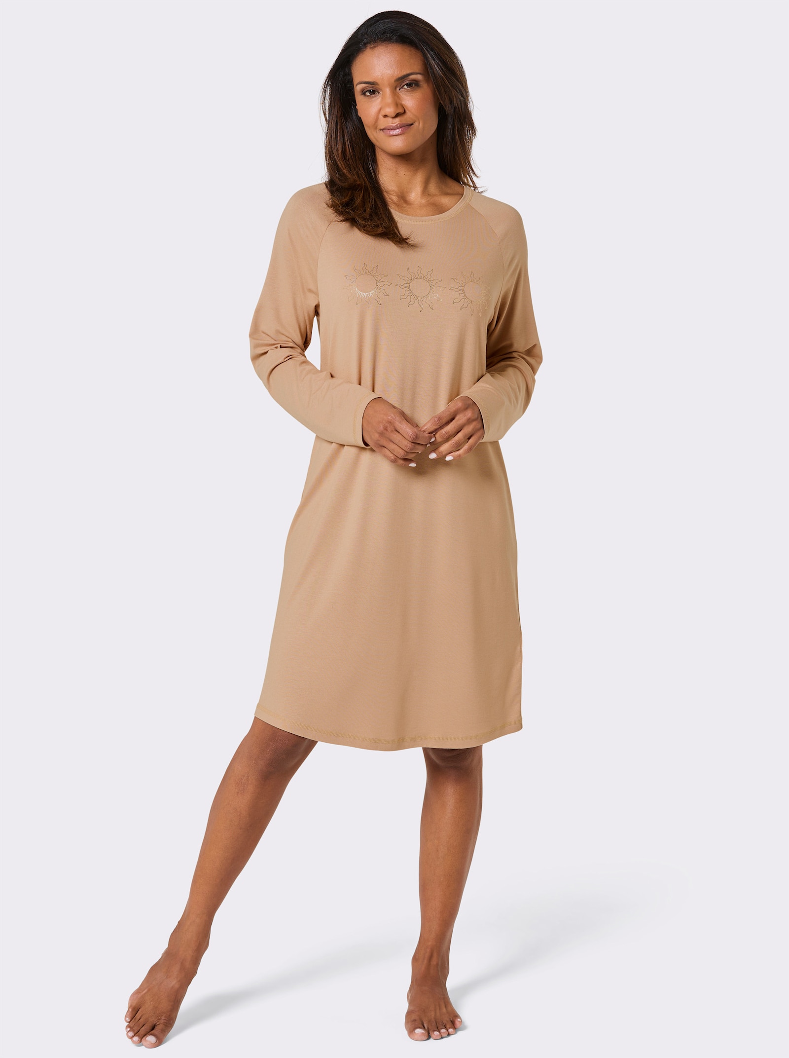 wäschepur Sleepshirt mit Sonnen-Motiven - camel