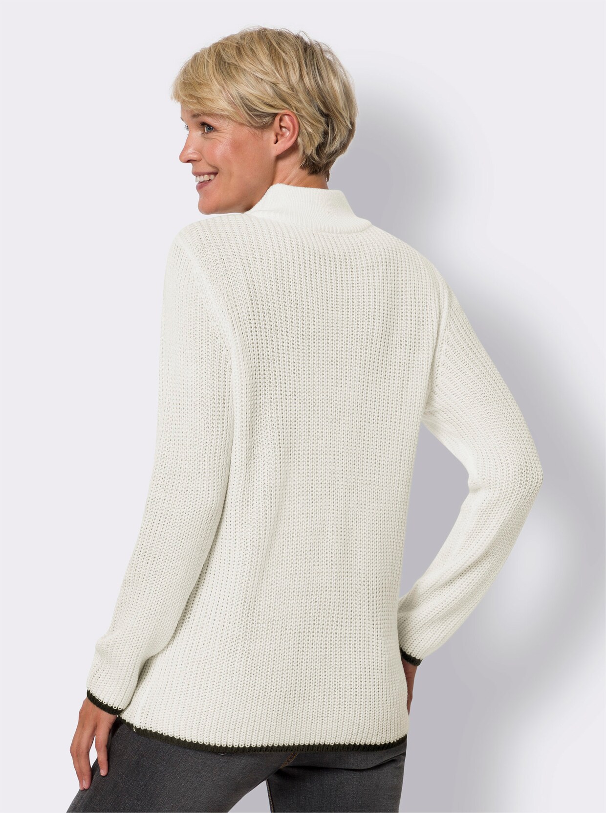 Langarm-Pullover - weiss