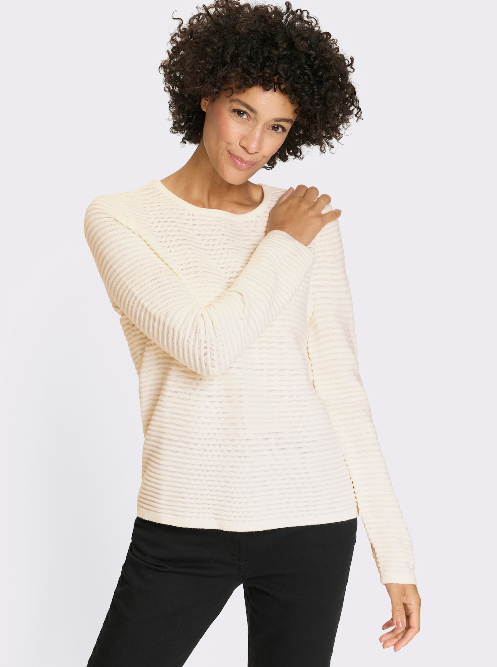 Svetr s dlouhým rukávem s žebrováním - ecru