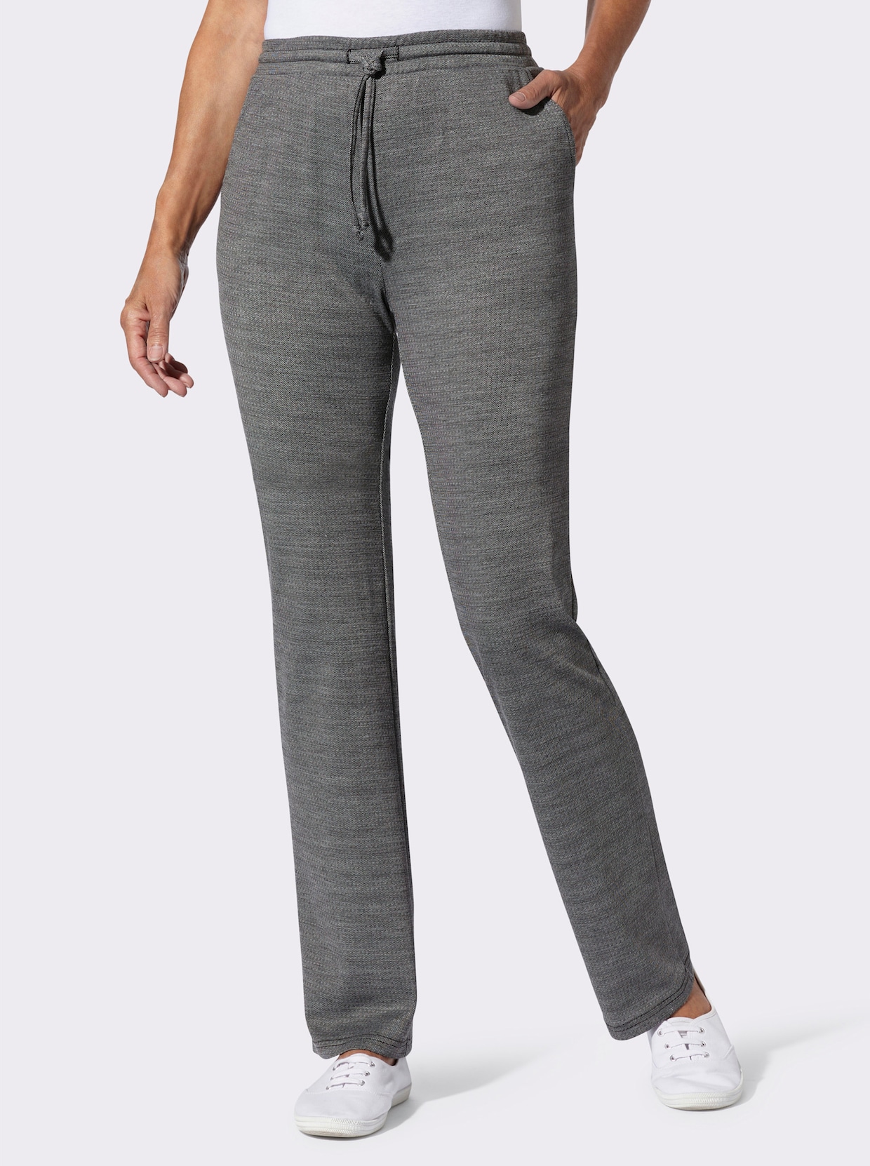 Jerseyhose - schwarz-steingrau-meliert