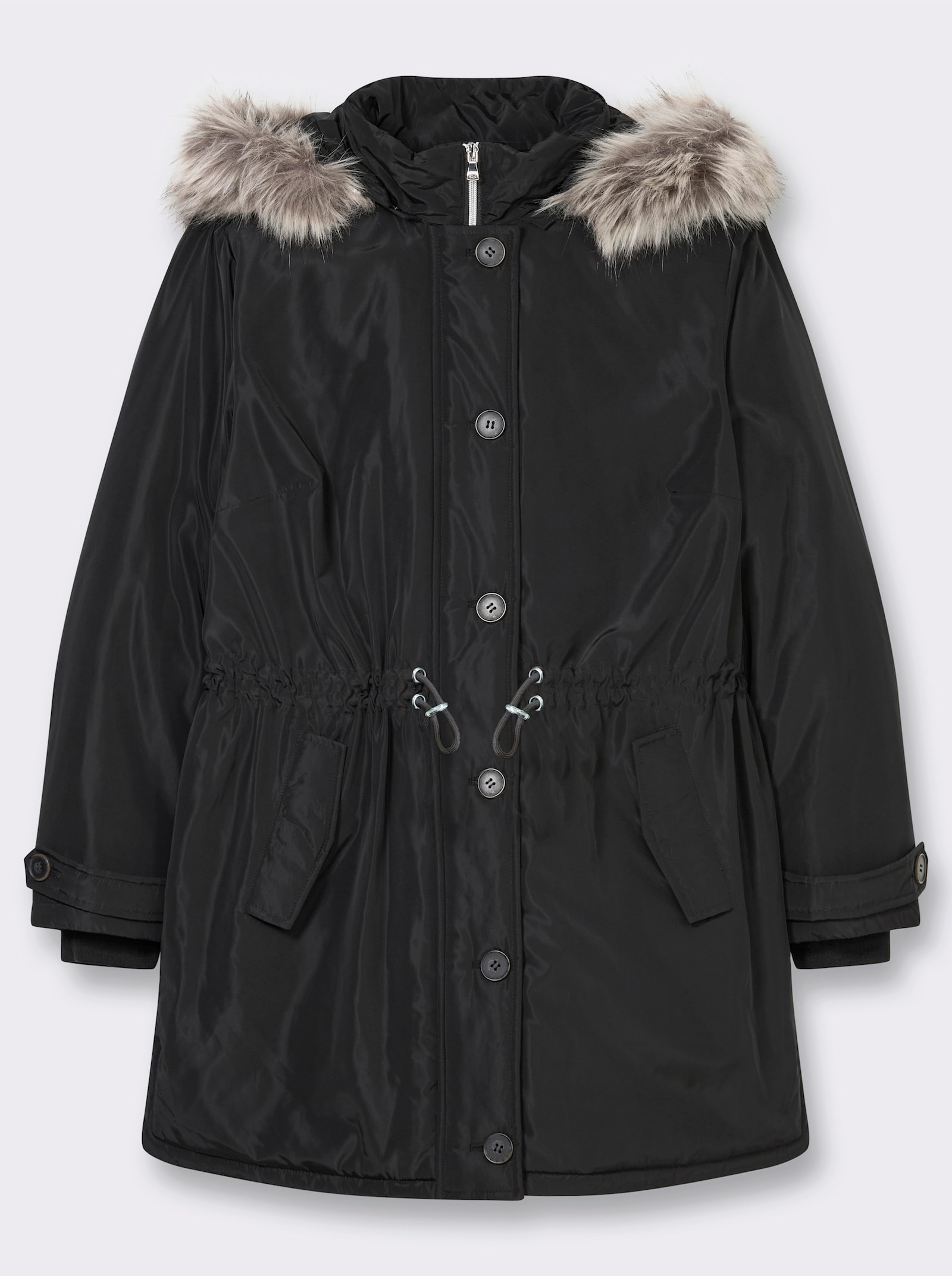 sheego Parka mit gefütterter Kapuze - schwarz