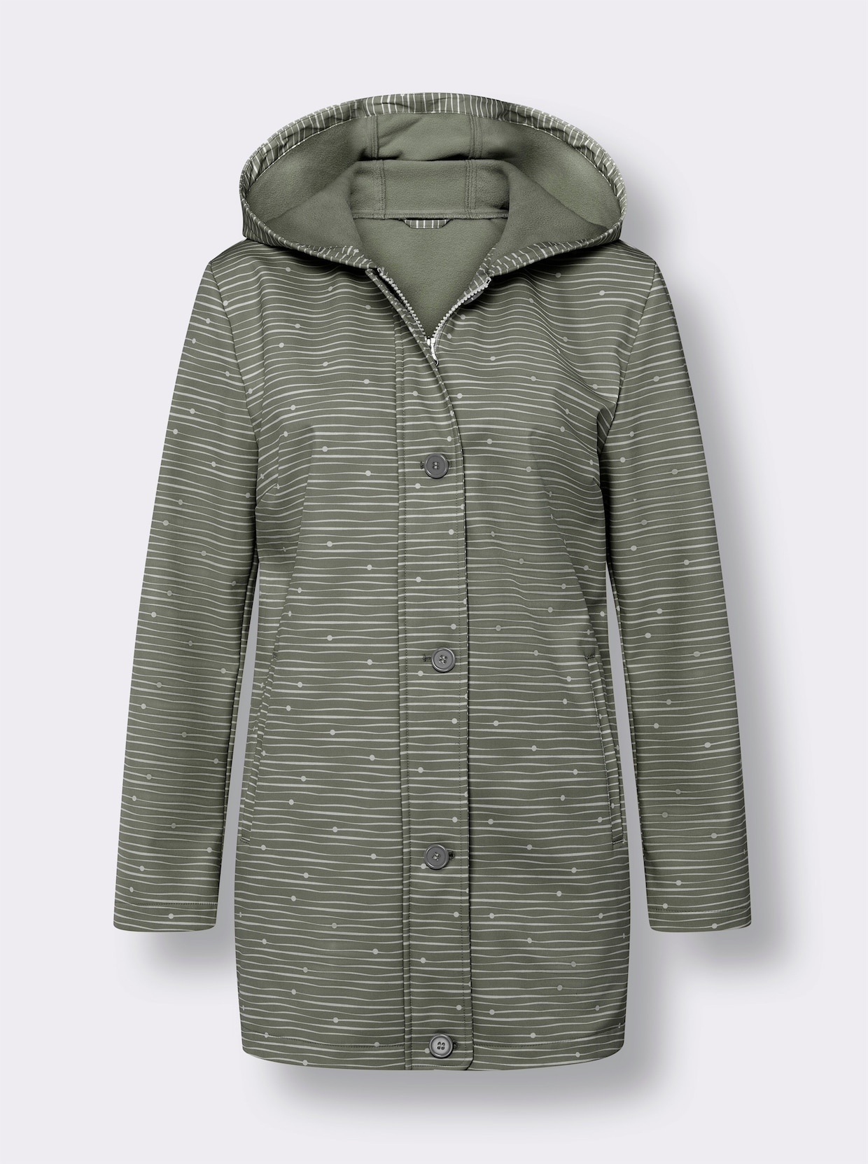 Softshelljacke - khaki-ecru-bedruckt