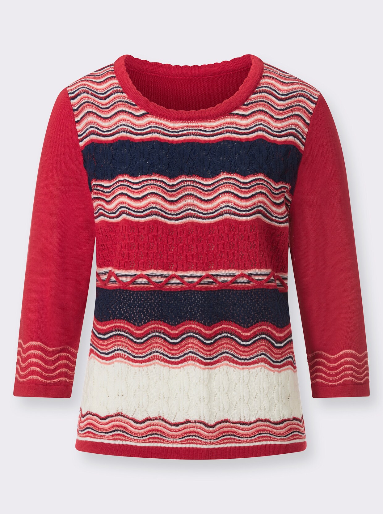 Pullover - rood/marine gedessineerd