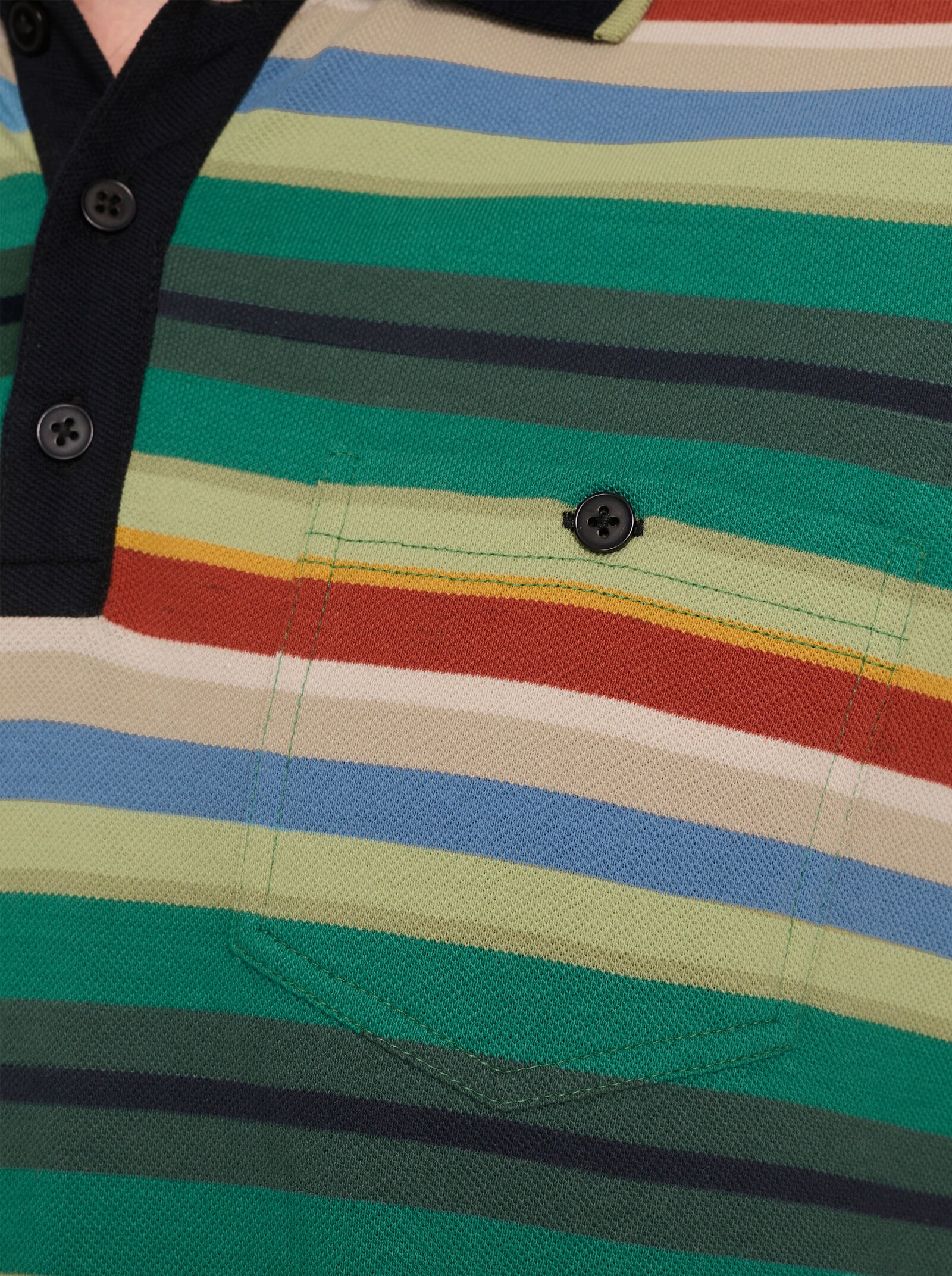 Marco Donati Kurzarmshirt mit garngefärbten Streifen - grün-gestreift