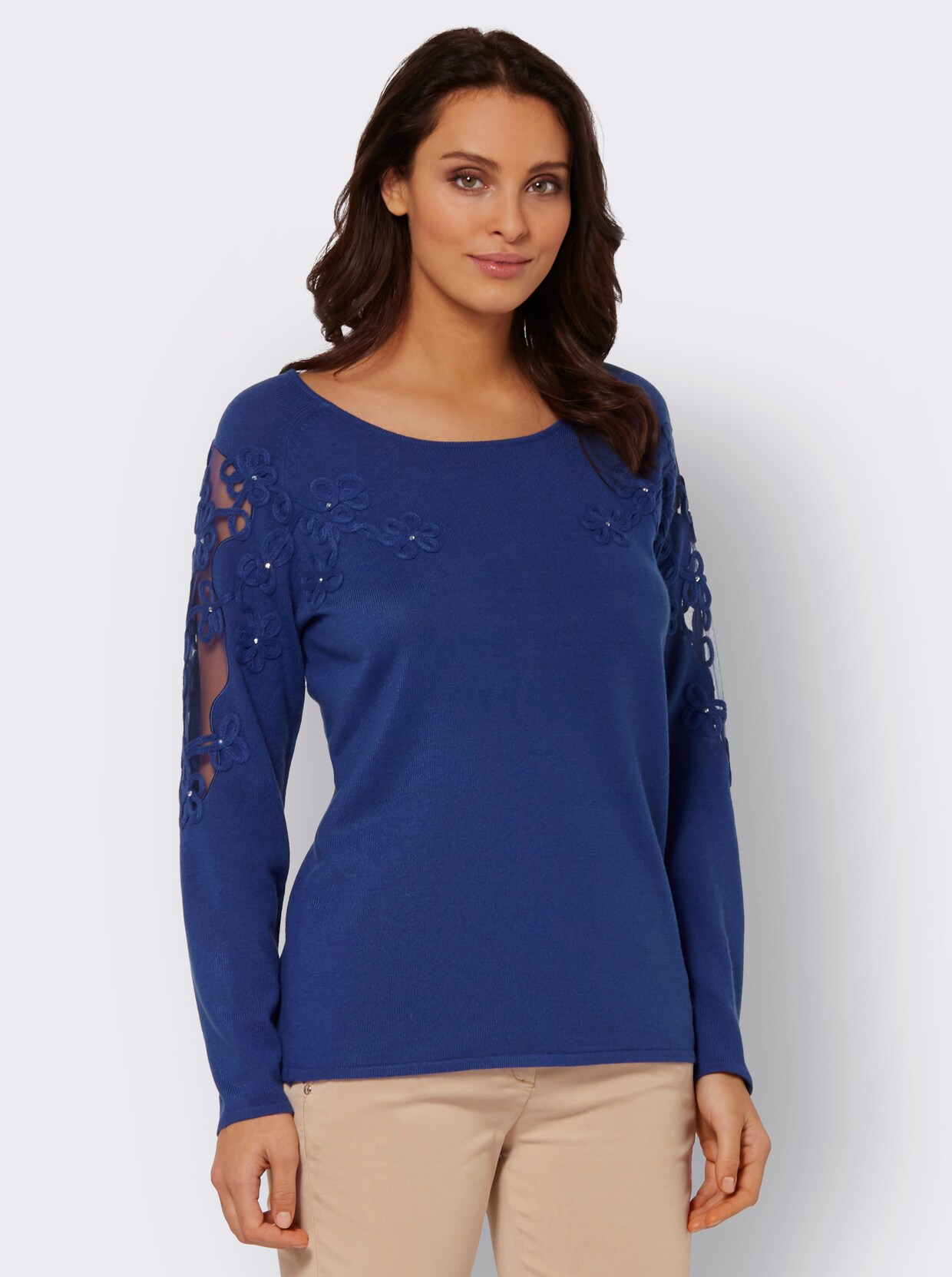 Langarm-Pullover - royalblau