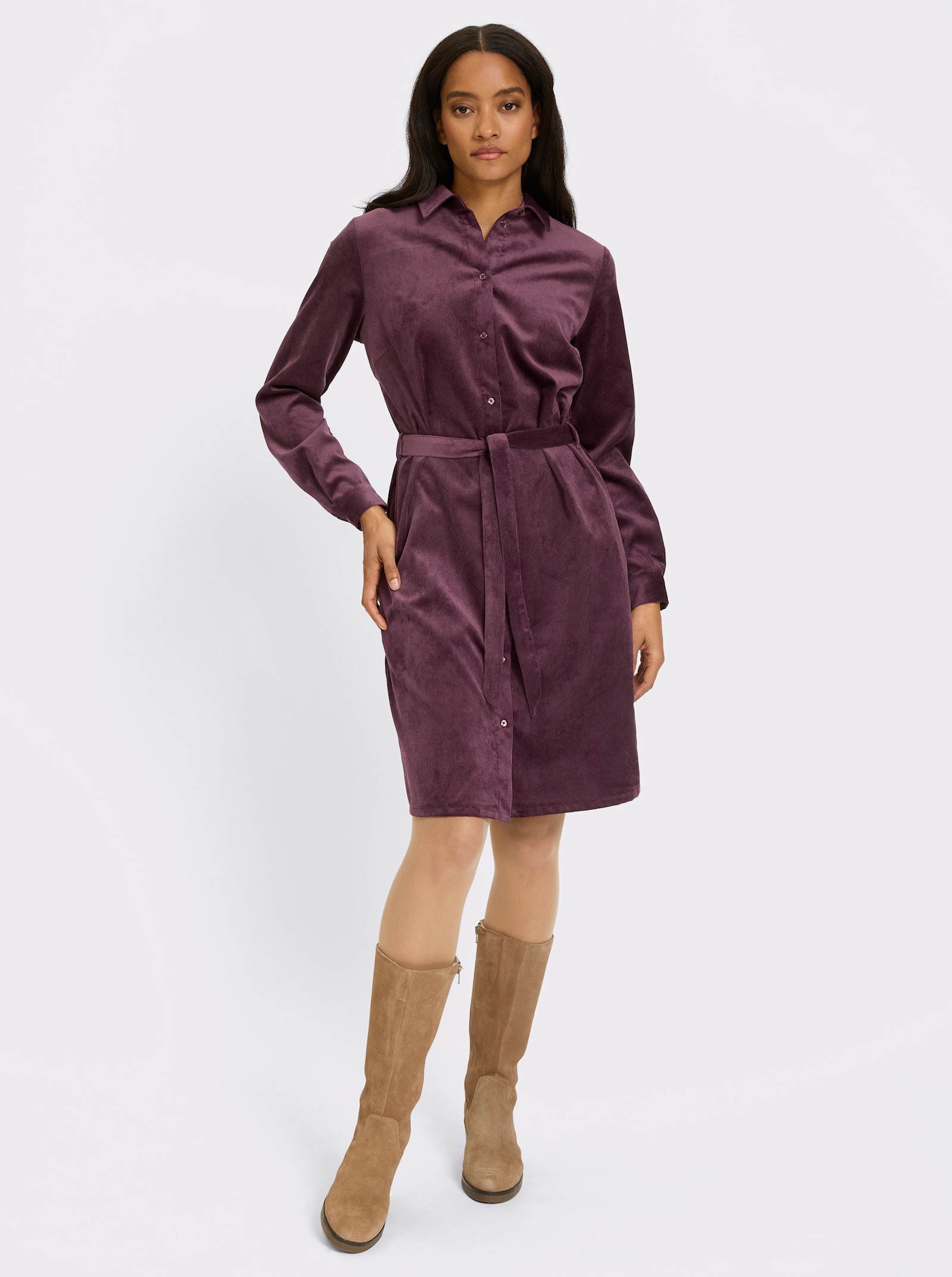 heine Freizeitkleid aus Feincord - burgund