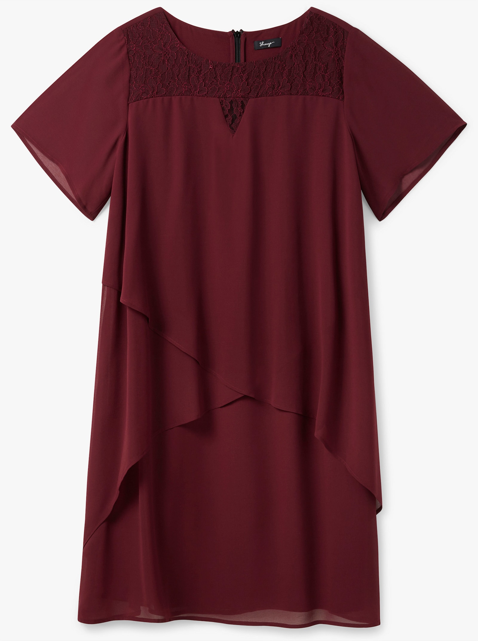 sheego Robe de cocktail en mousseline - lie de vin