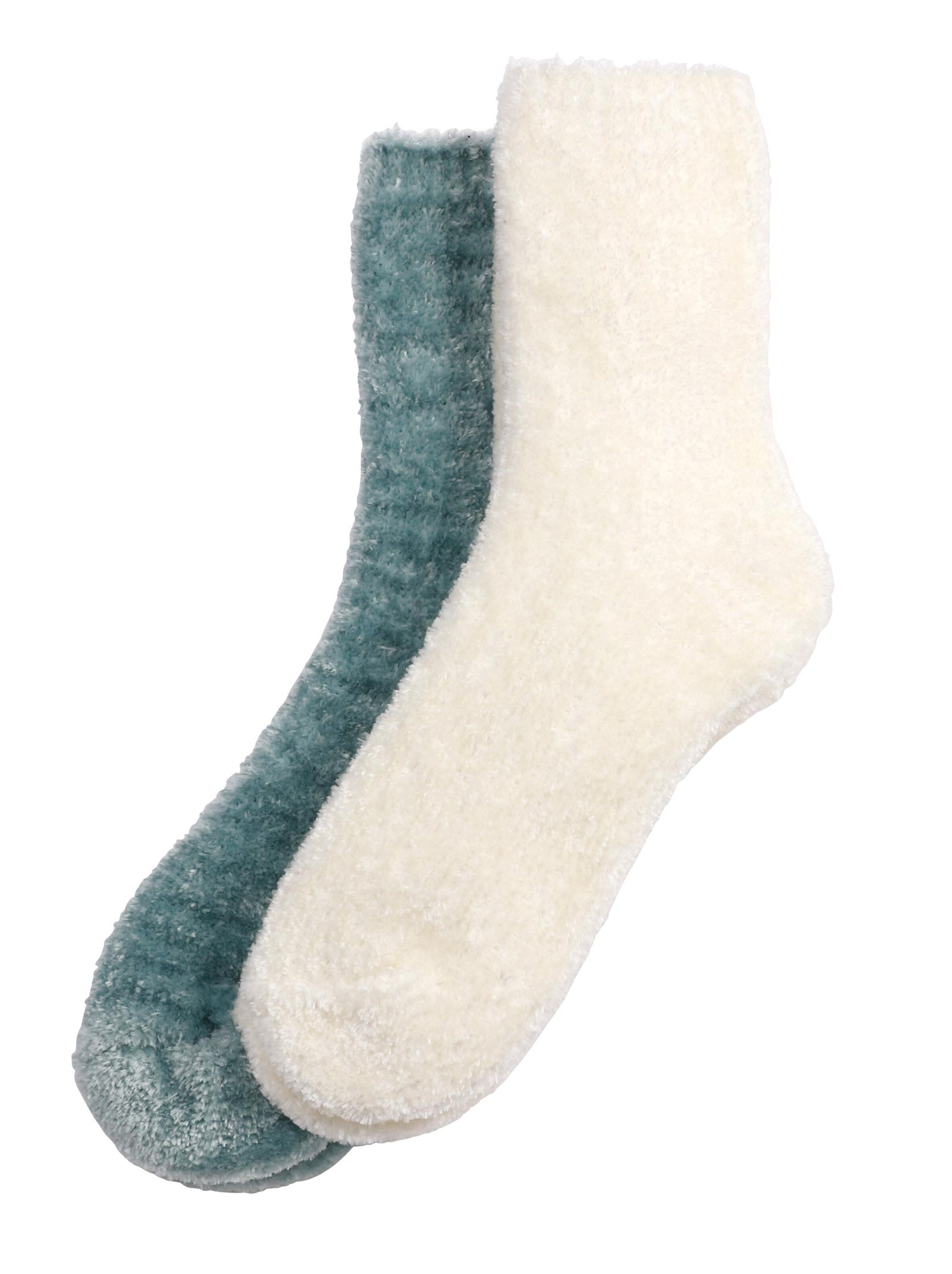 Kuschelsocken - ecru + mint