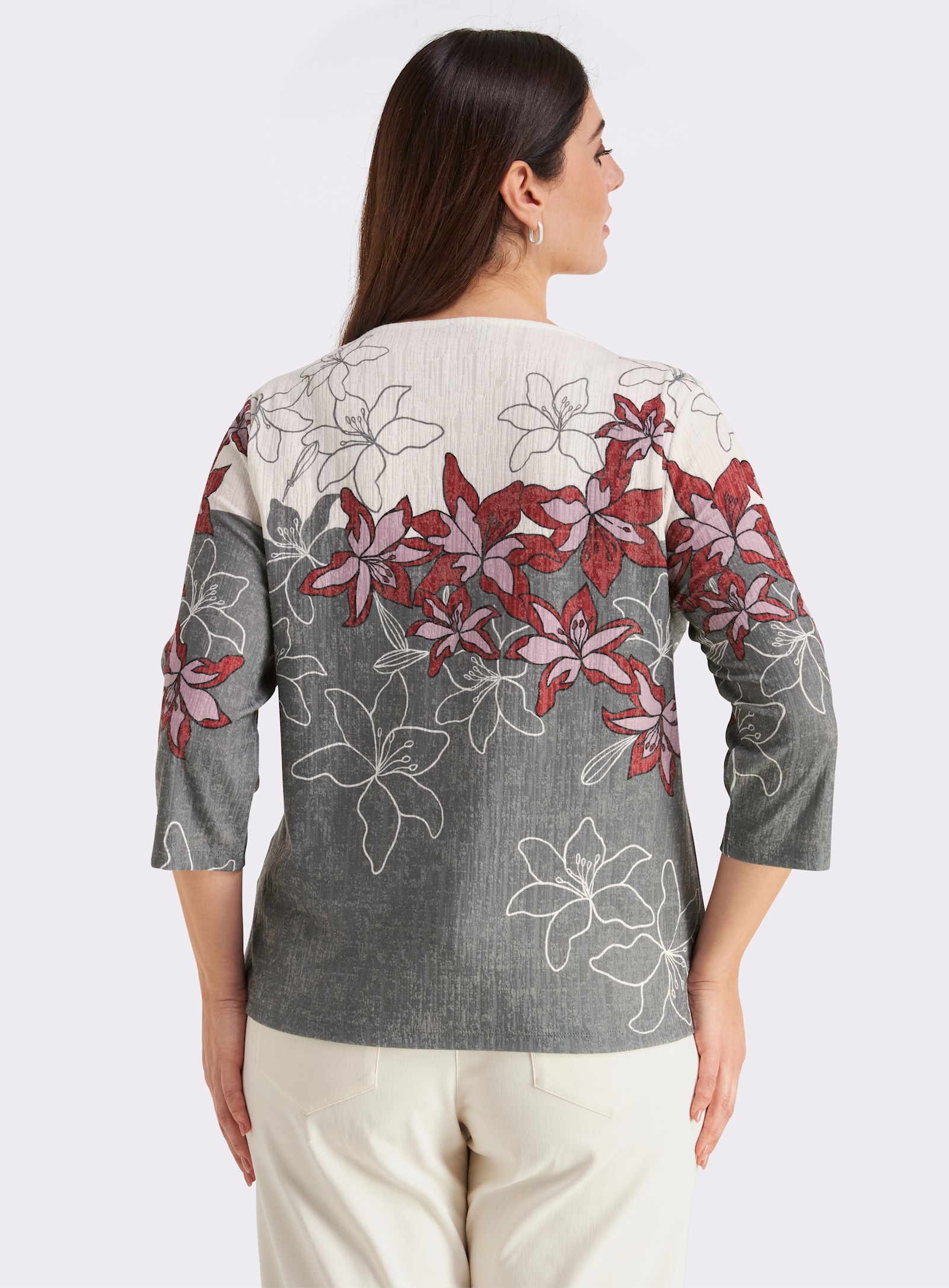 Print-Shirt mit gebogten Kanten - rot-schwarz-bedruckt