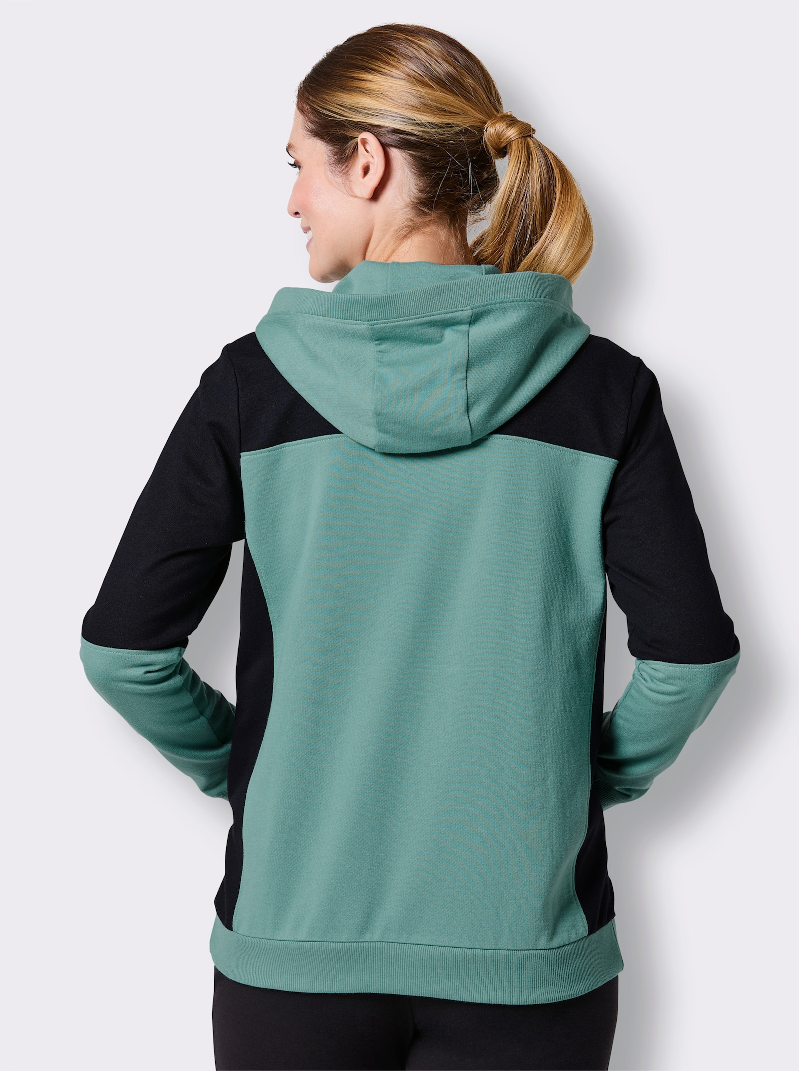 Catamaran Sports Sweatjack in kleurblokken - salie/zwart