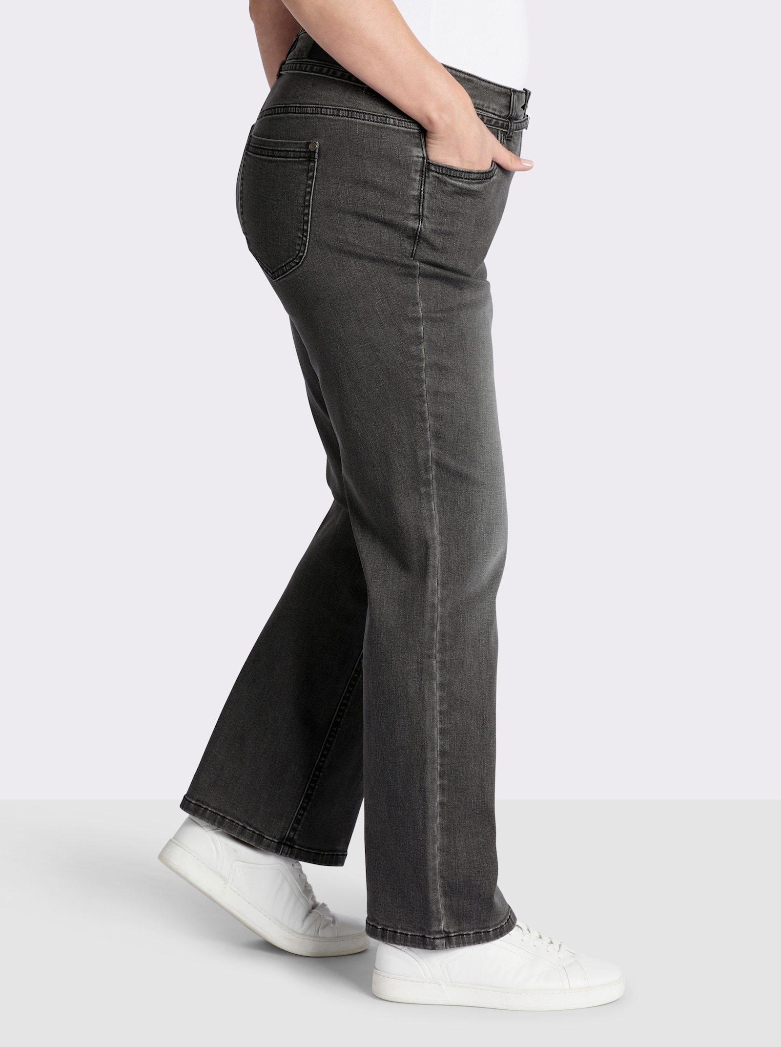 sheego Bootcut jeans met smalle ceintuur - grey-denim