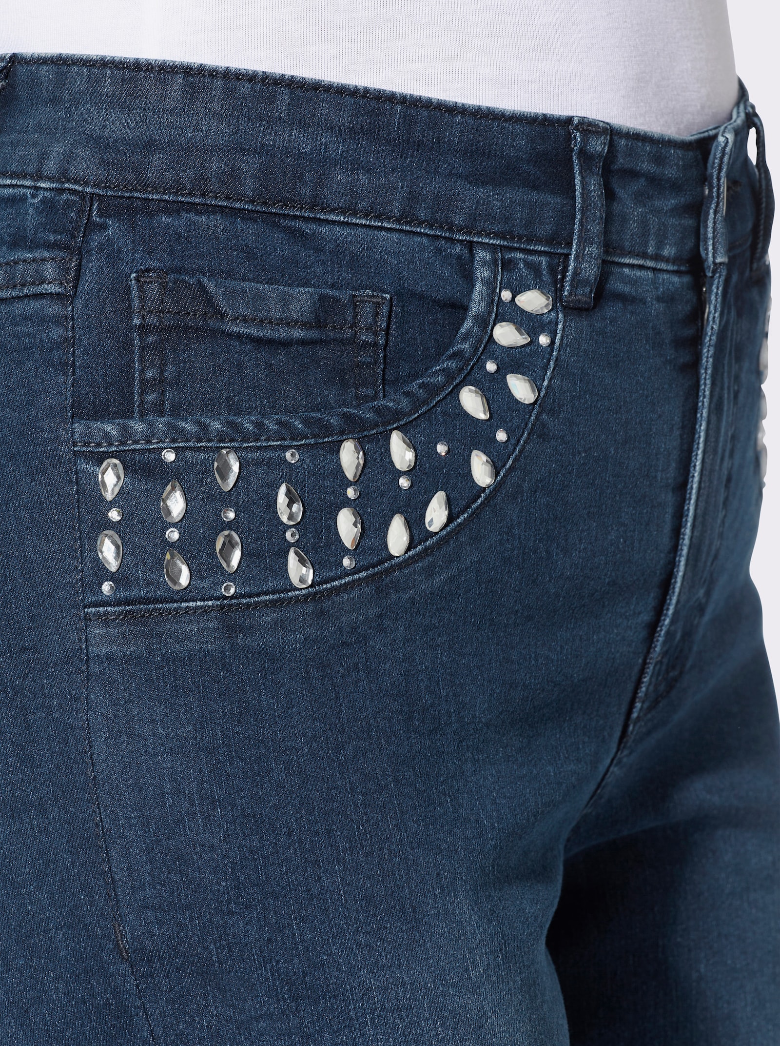 Jeans mit Glitzersteinchen - blue-stone-washed
