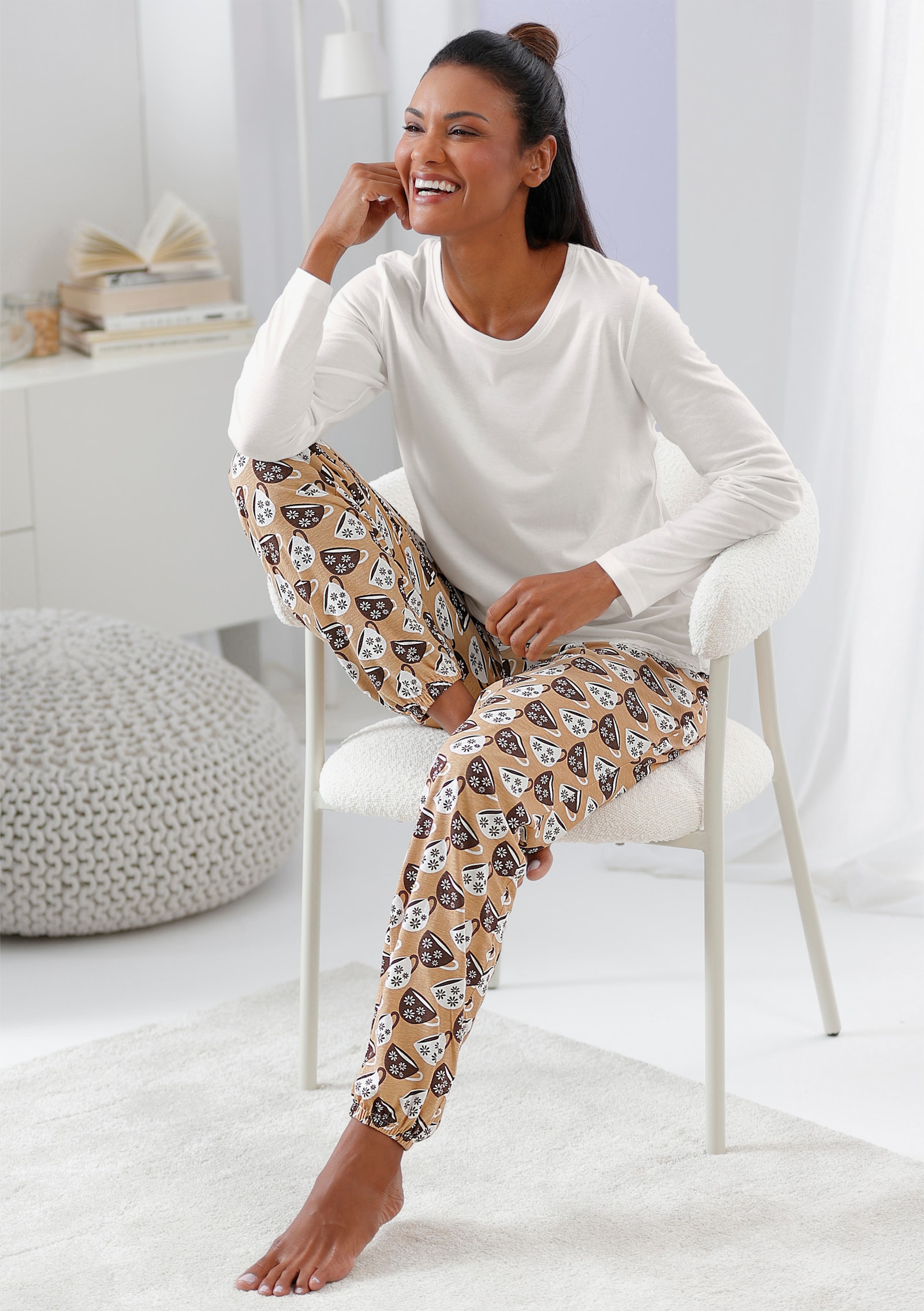 wäschepur Pyjama-Pantalon - chamois-chocolat imprimé