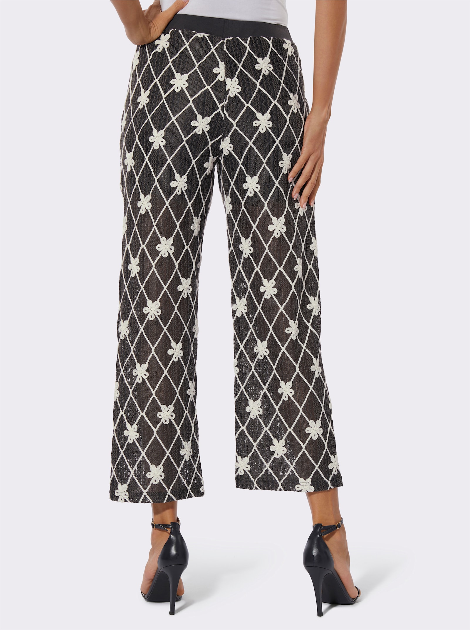 Marlene-Hose in Bändchengarn-Optik - graphit-champagner