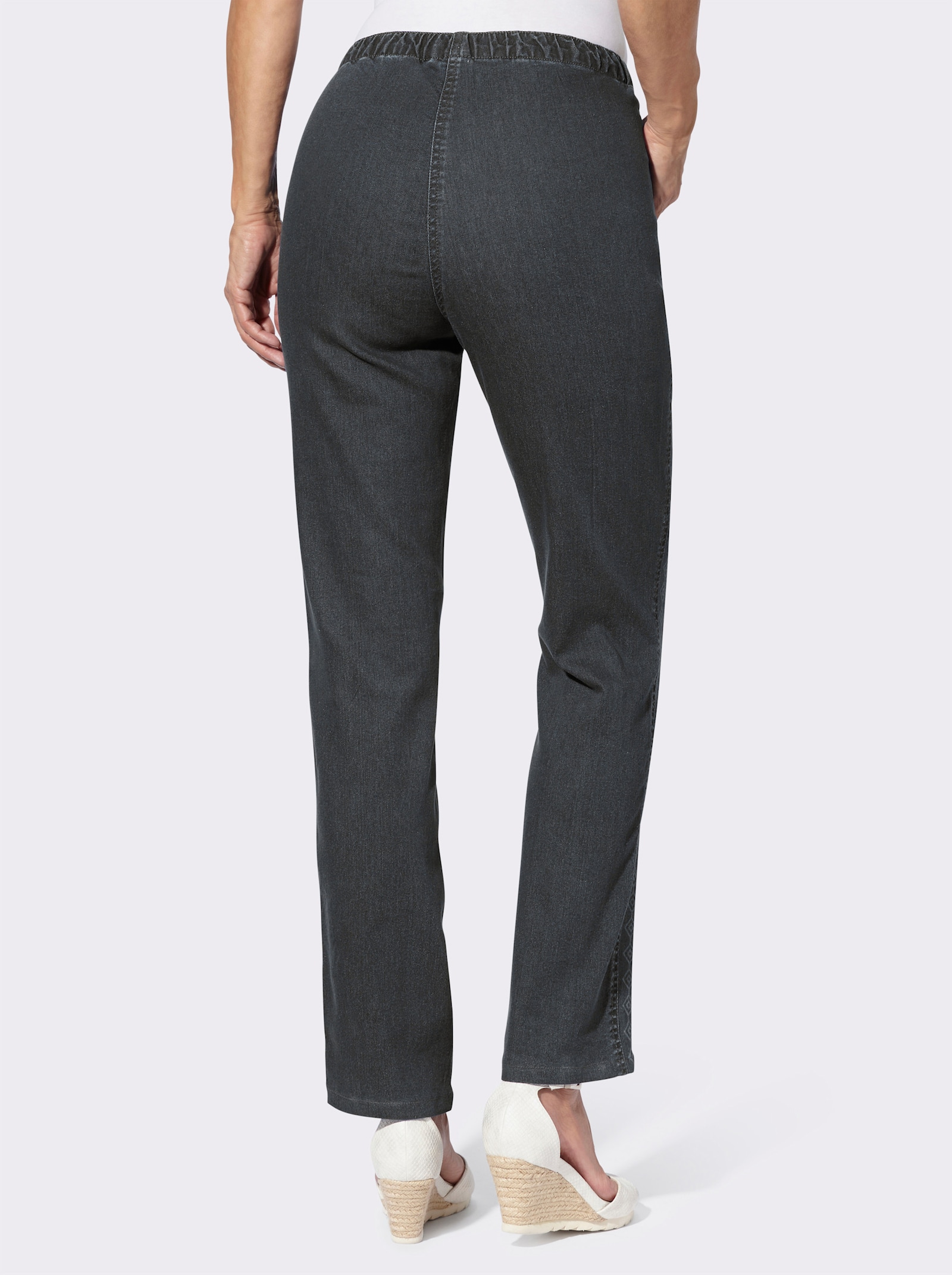 Comfortjeans met print opzij - antraciet/grey-denim