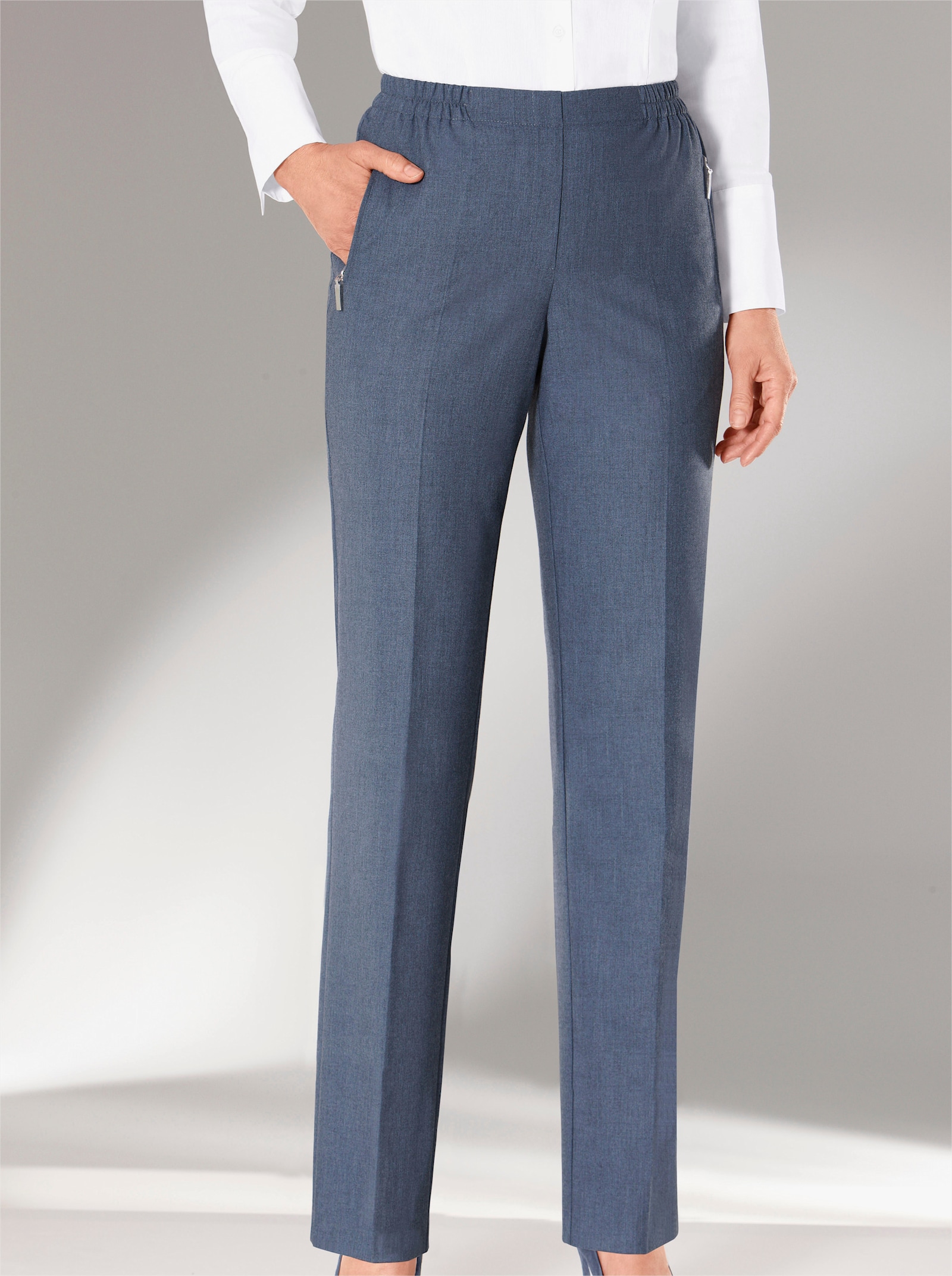 Adelina by Scheiter Hose in angerauter Winter-Qualität - rauchblau-meliert