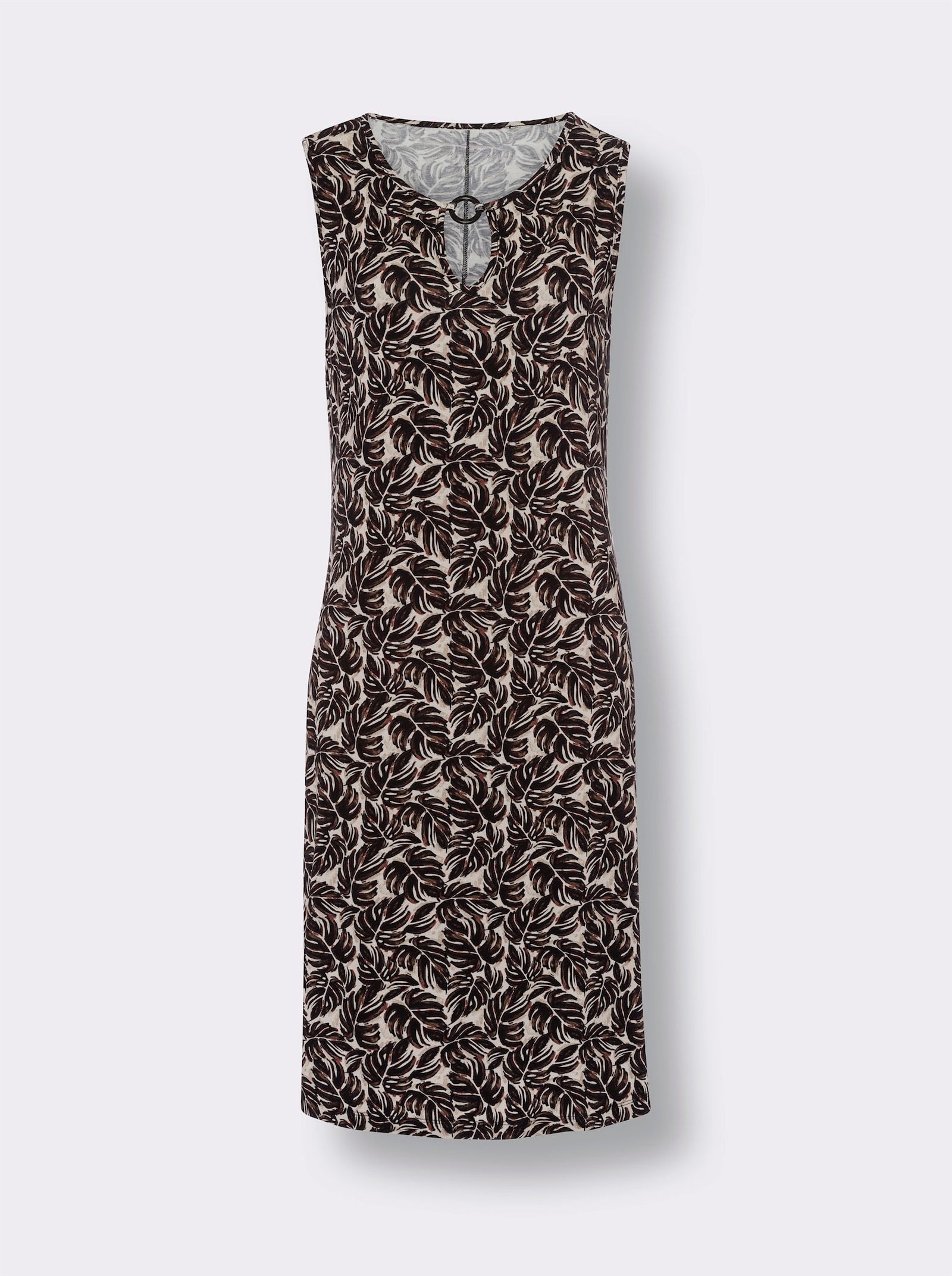 heine Robe en jersey avec imprimé feuilles - noir-sable imprimé