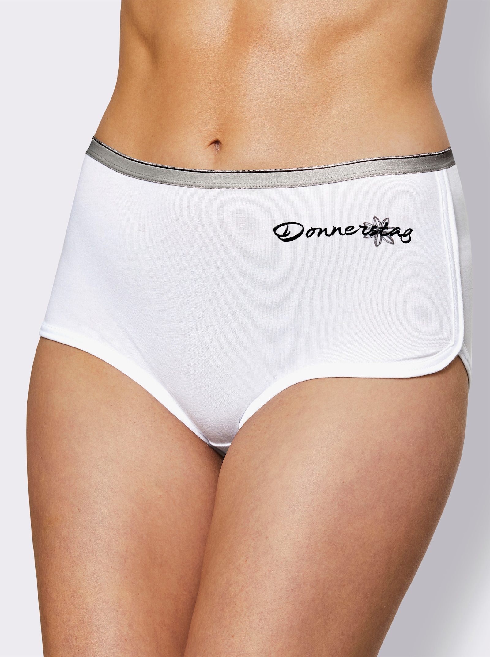 wäschepur Kalhotky s potiskem dnů v týdnu - bílá