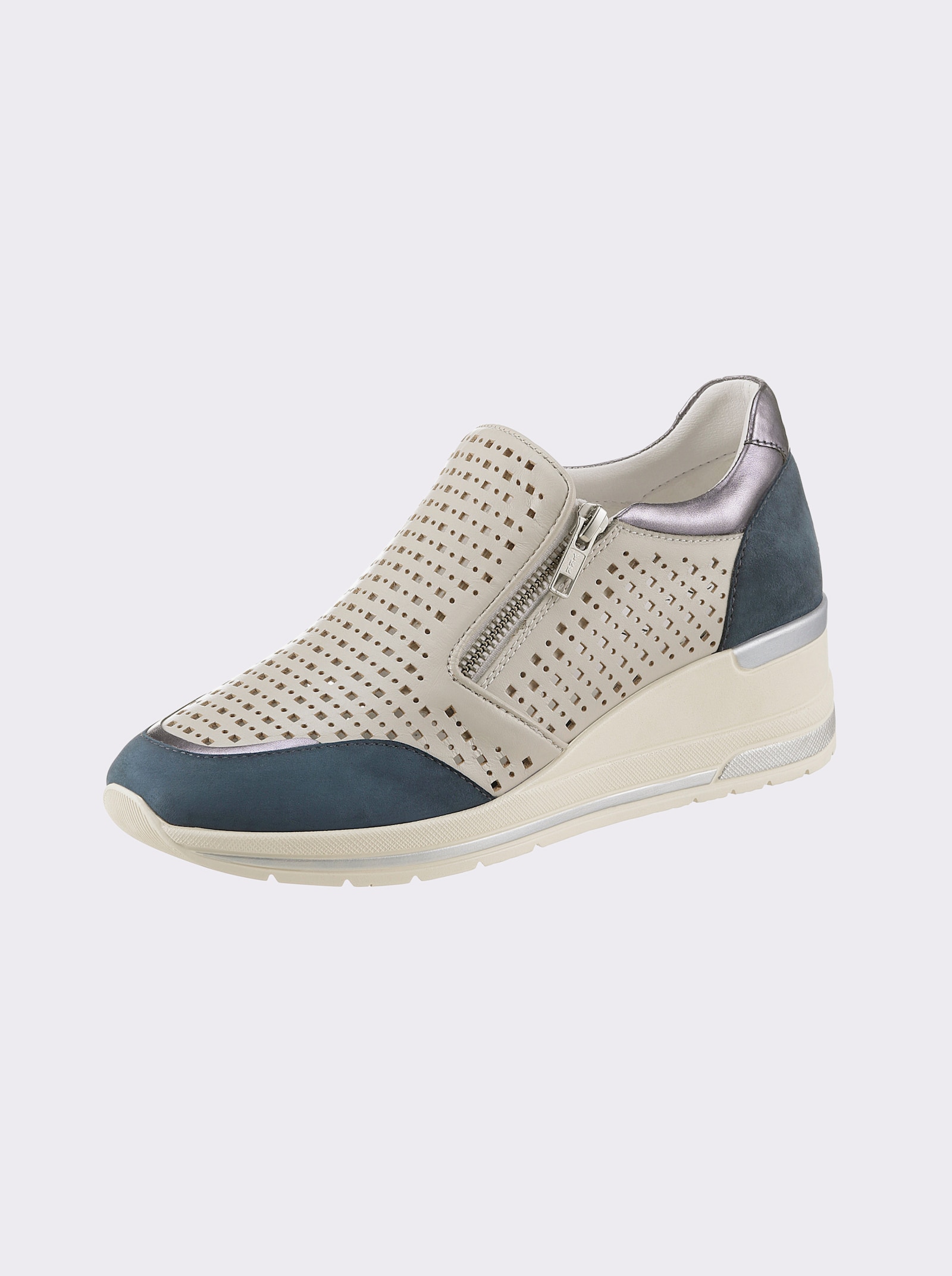 airsoft modern+ Slipper mit seitlichem Reißverschluss - taupe-marine