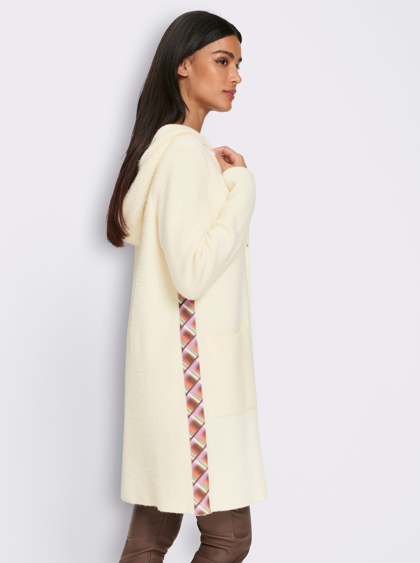 heine Jacquardstrickjacke mit Kapuze - champagner-meliert