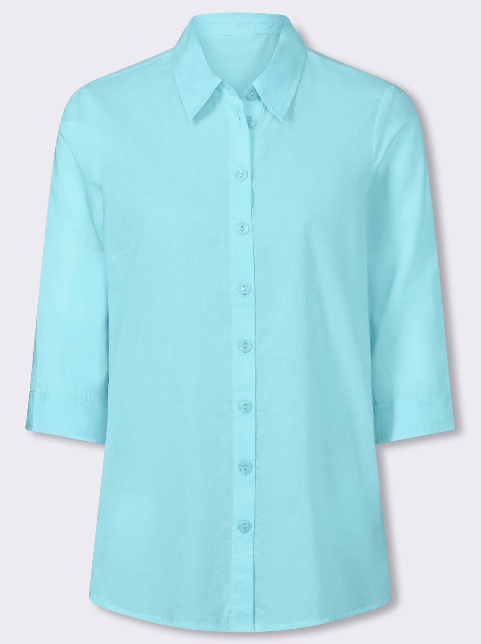 Longbluse mit Seitenschlitzen - aquamarin