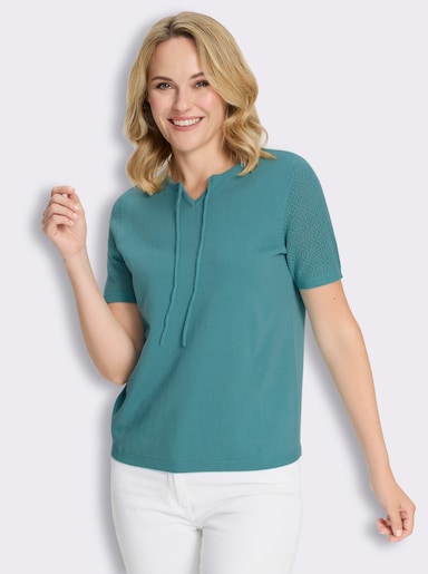 Kurzarmpullover mit Ajourmuster - ozean