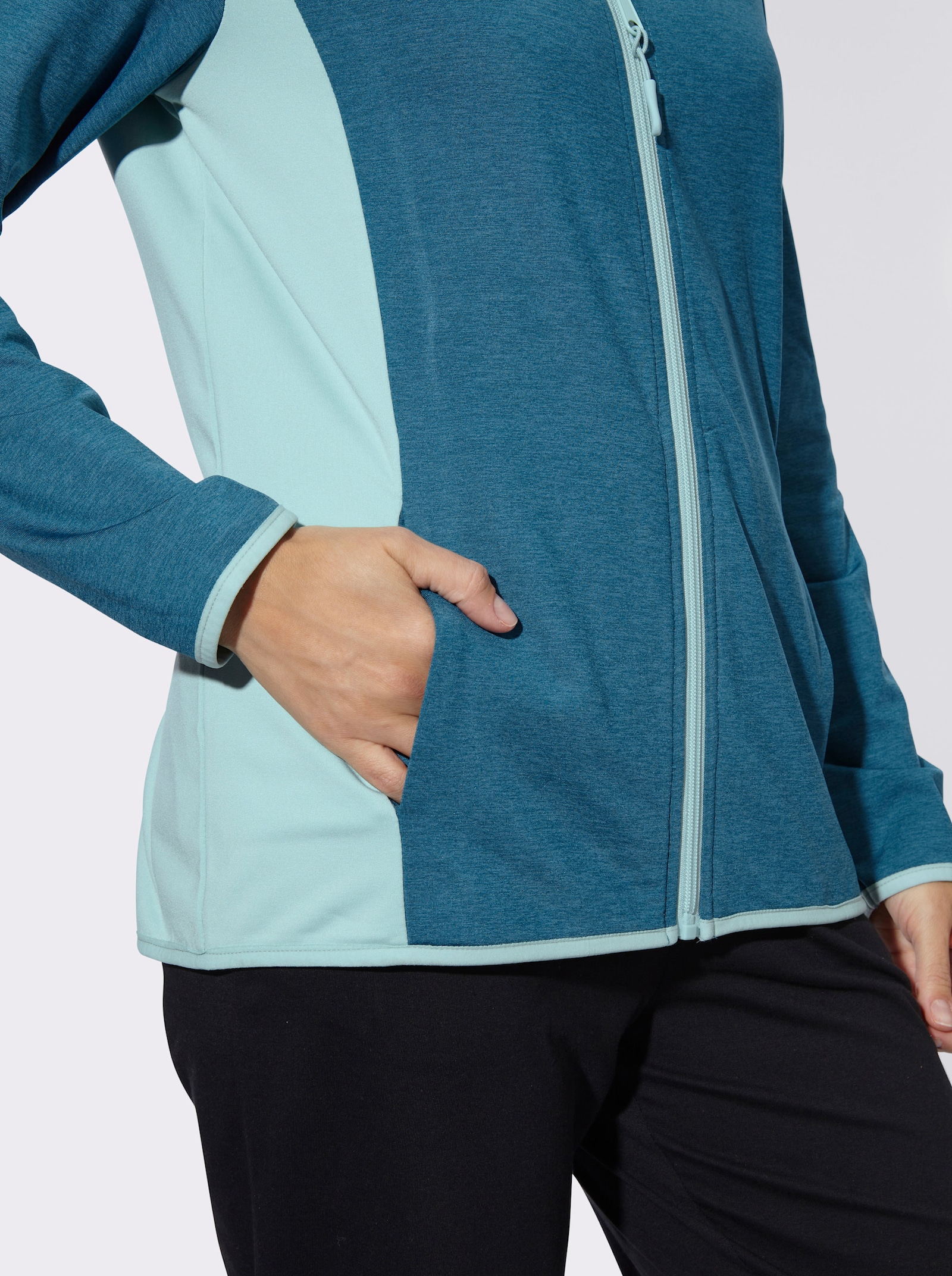 Sportjacke mit kontrastfarbenen Einsätzen - topas-meliert-mint