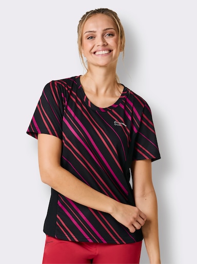 Catamaran Sports Funktionsshirt mit Kontrast-Einsätzen - magenta-gemustert